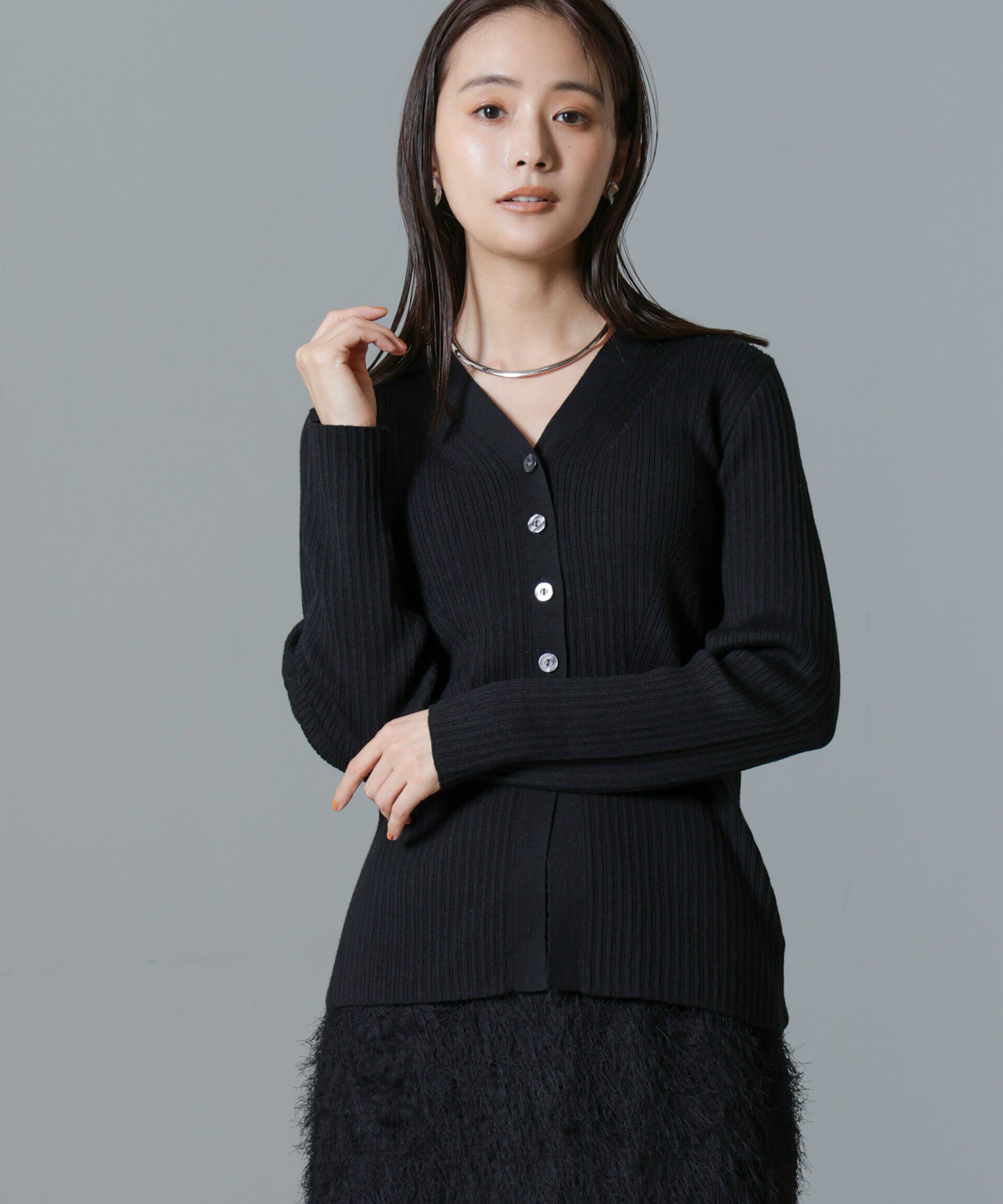 nano･universe「毛玉レスニットVネックリブカーディガン」|ニット・セーター|