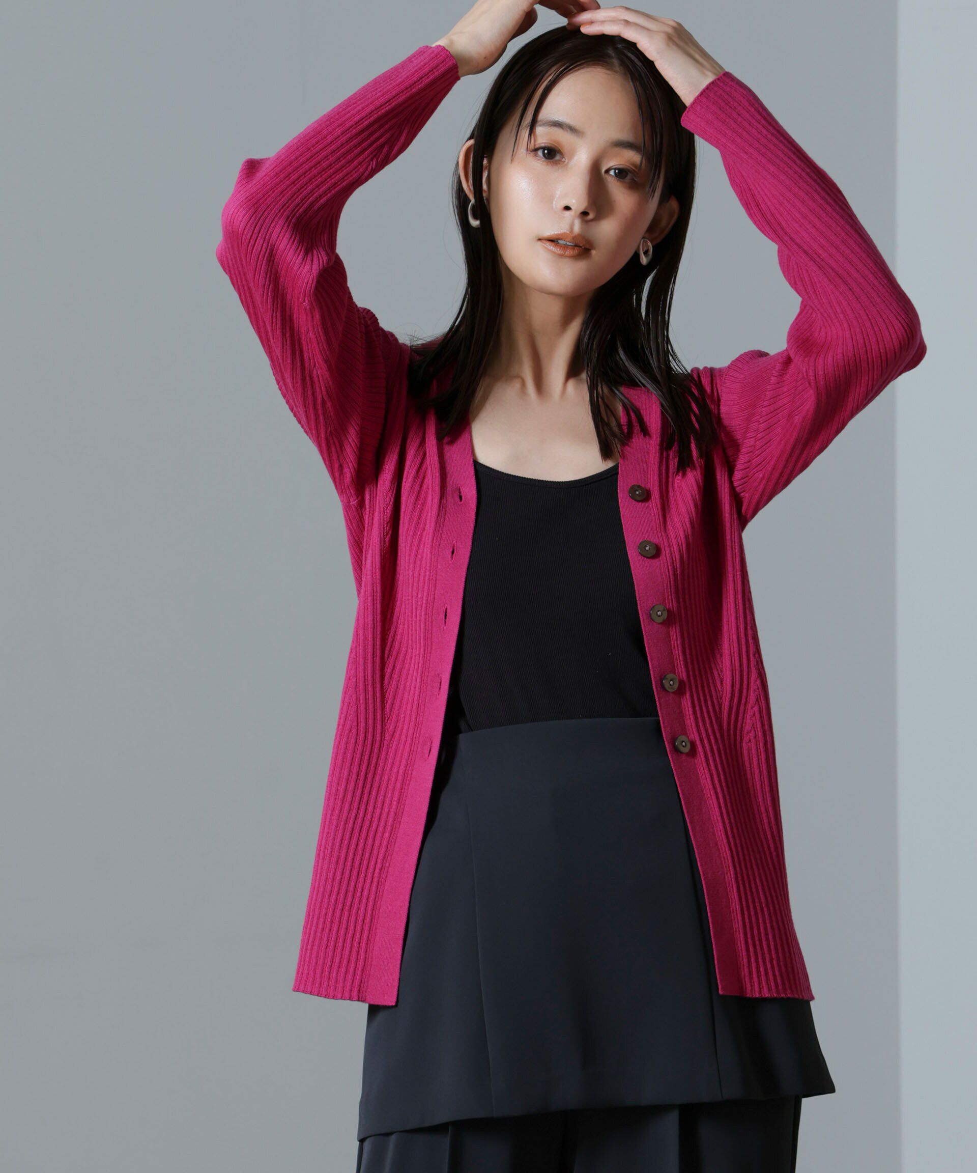 nano･universe「毛玉レスニットVネックリブカーディガン」|ニット・セーター|