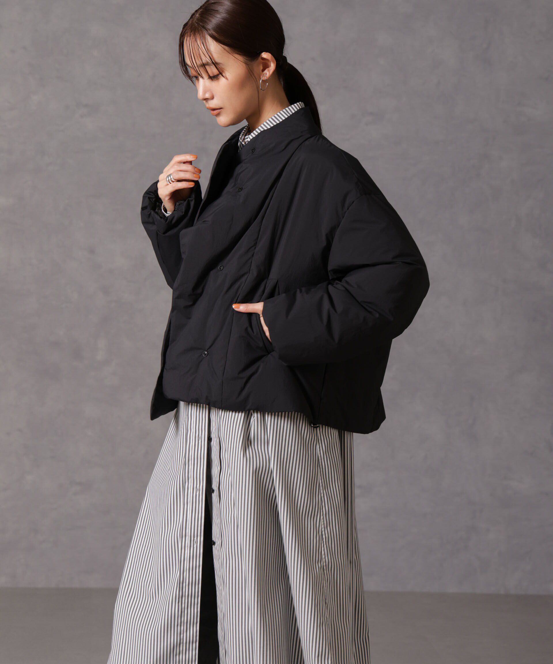 nano･universe「「西川ダウン(R)」ハイネックショートジャケット」|ダウン|