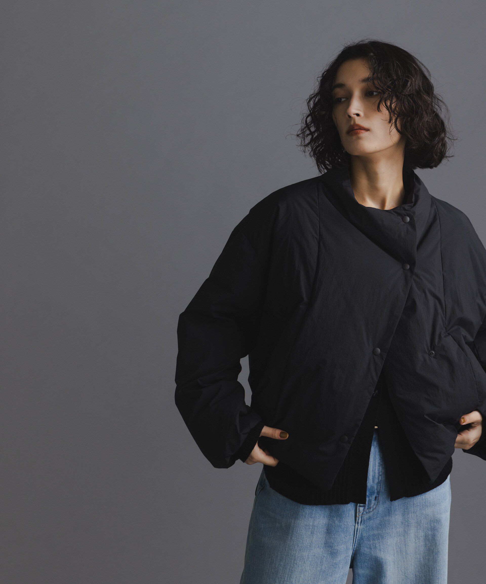 nano･universe「「西川ダウン(R)」ハイネックショートジャケット」|ダウン|