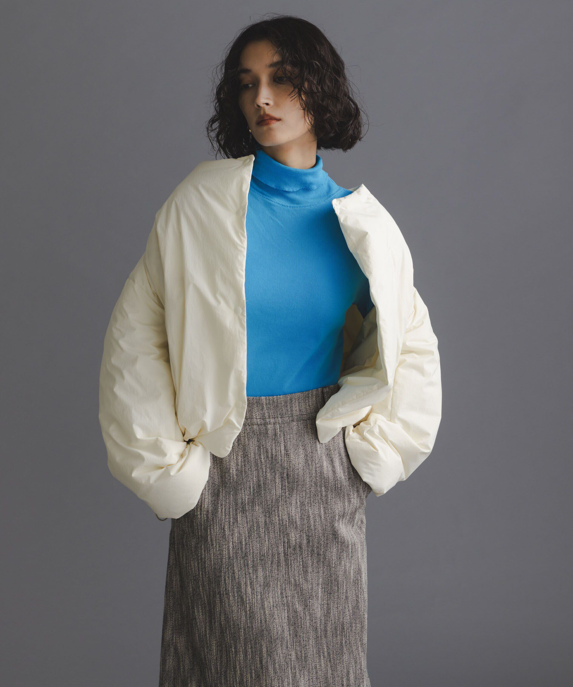 nano･universe「「西川ダウン(R)」ハイネックショートジャケット」|ダウン|