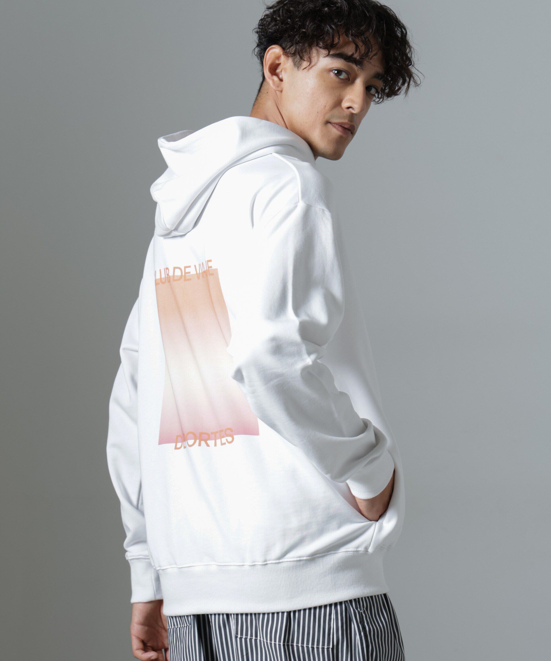 nano･universe「｢NJ/CLUB｣PARKSTOCK プリントスウェットパーカー」|Tシャツ・カットソー|ホワイト