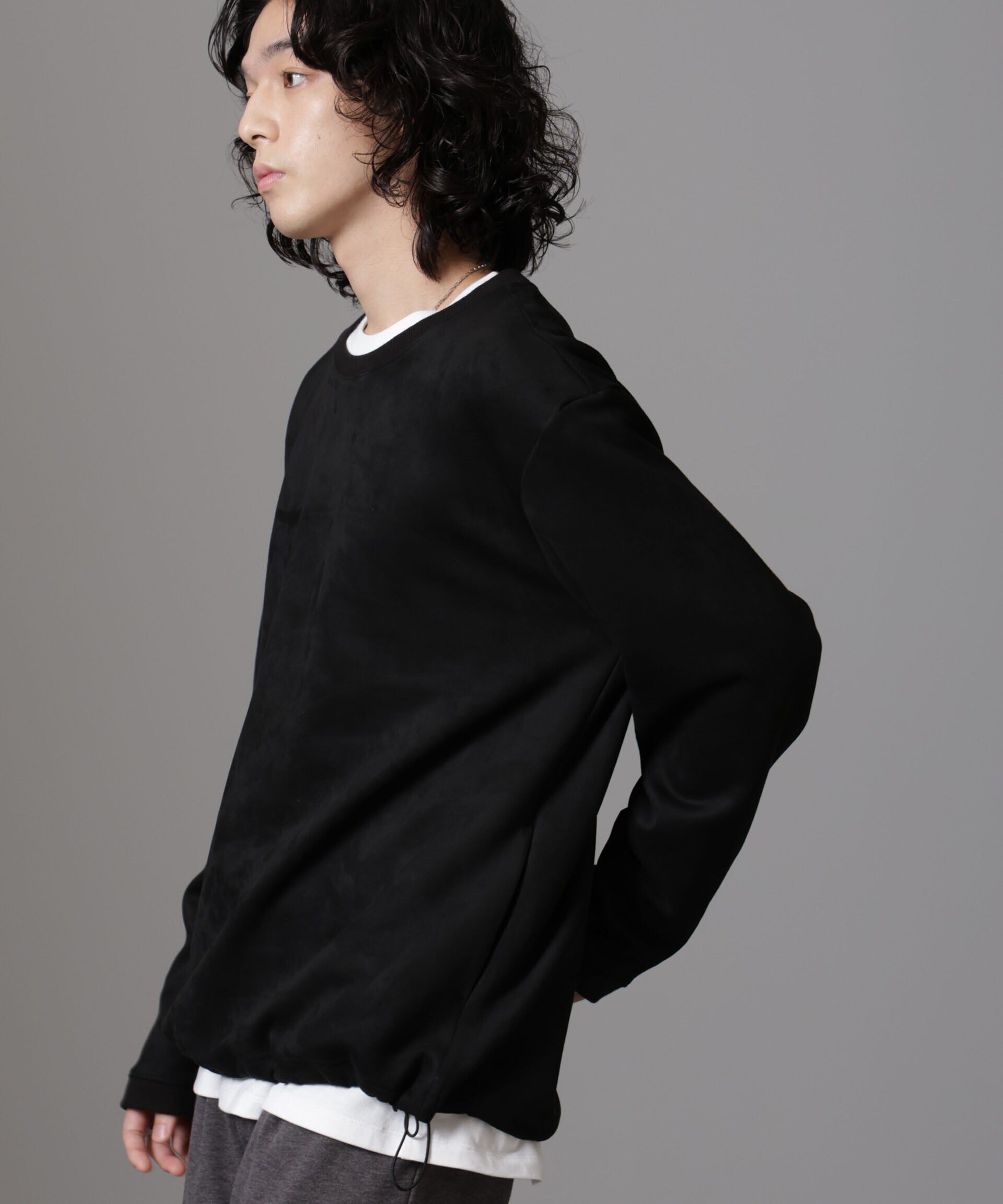 nano･universe「フェイクスエードプルオーバー 長袖」|Tシャツ・カットソー|ブラック