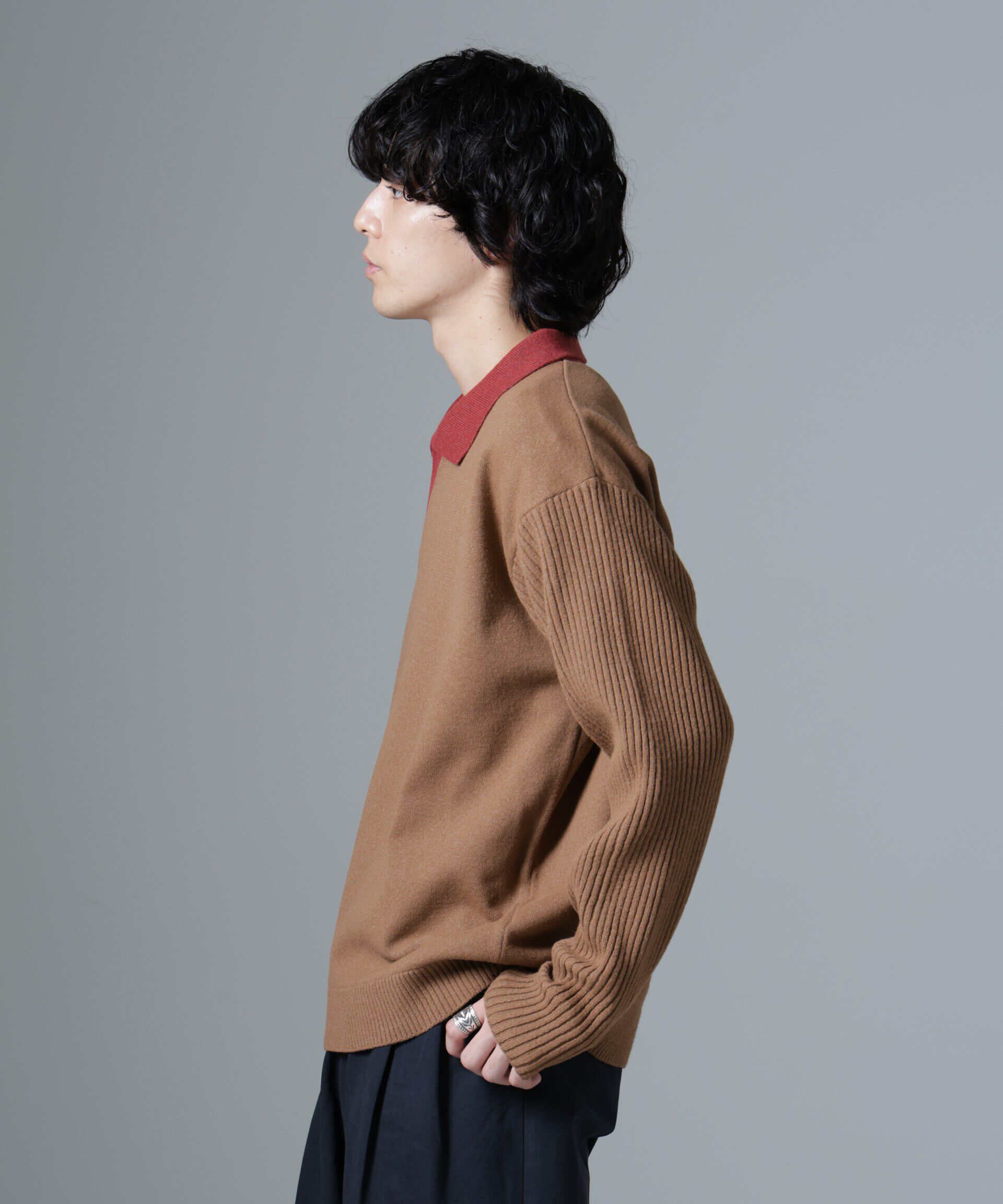 nano･universe「WEB限定/バイカラースキッパーニット」|ニット・セーター|