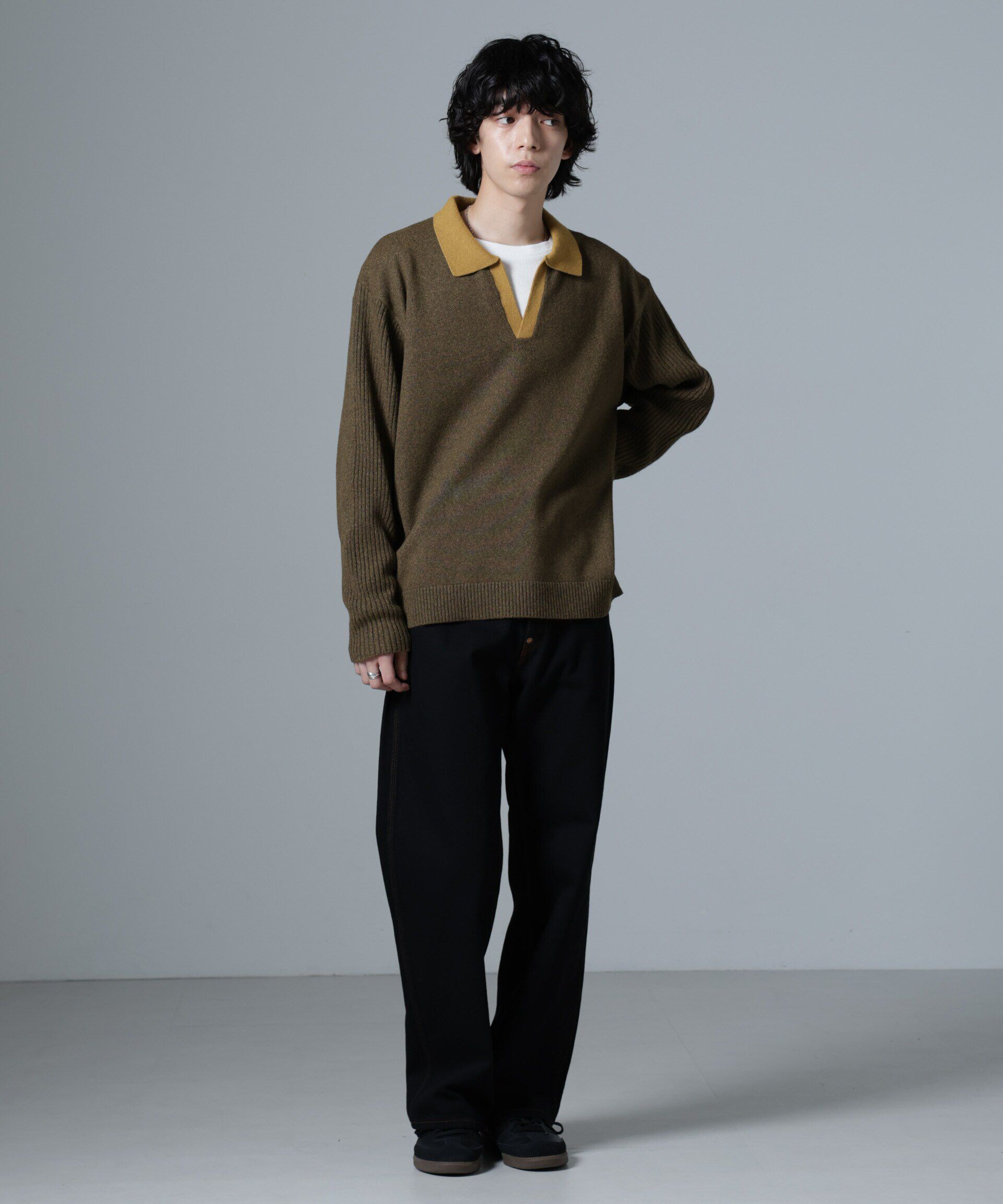 nano･universe「WEB限定/バイカラースキッパーニット」|ニット・セーター|