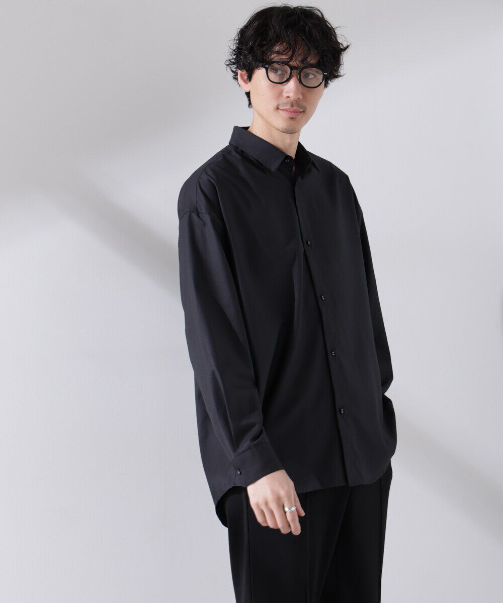 nano･universe「ビッグドレープシャツ 長袖」|シャツ・ブラウス|チャコール3