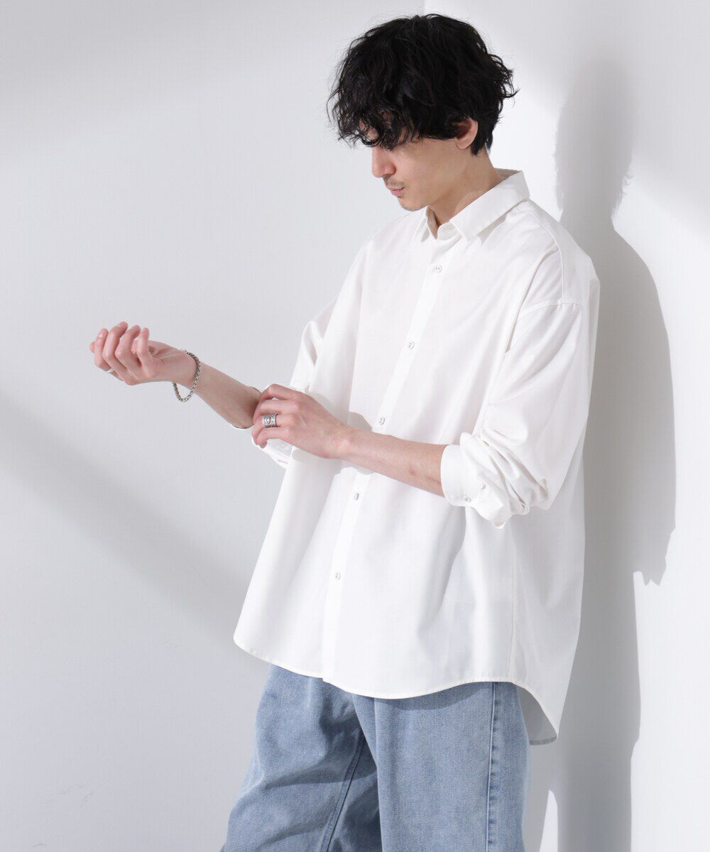 nano･universe「ビッグドレープシャツ 長袖」|シャツ・ブラウス|ホワイト