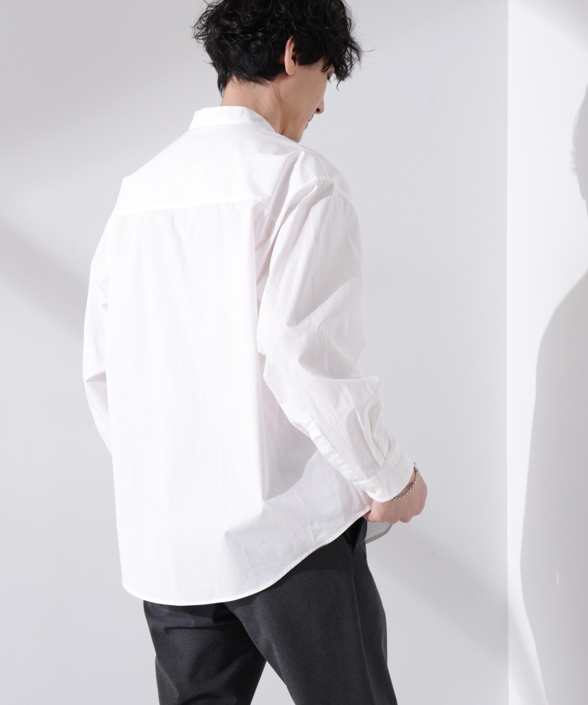 nano･universe「「大人のワイドシャツ」バンドカラー 長袖」|シャツ・ブラウス|