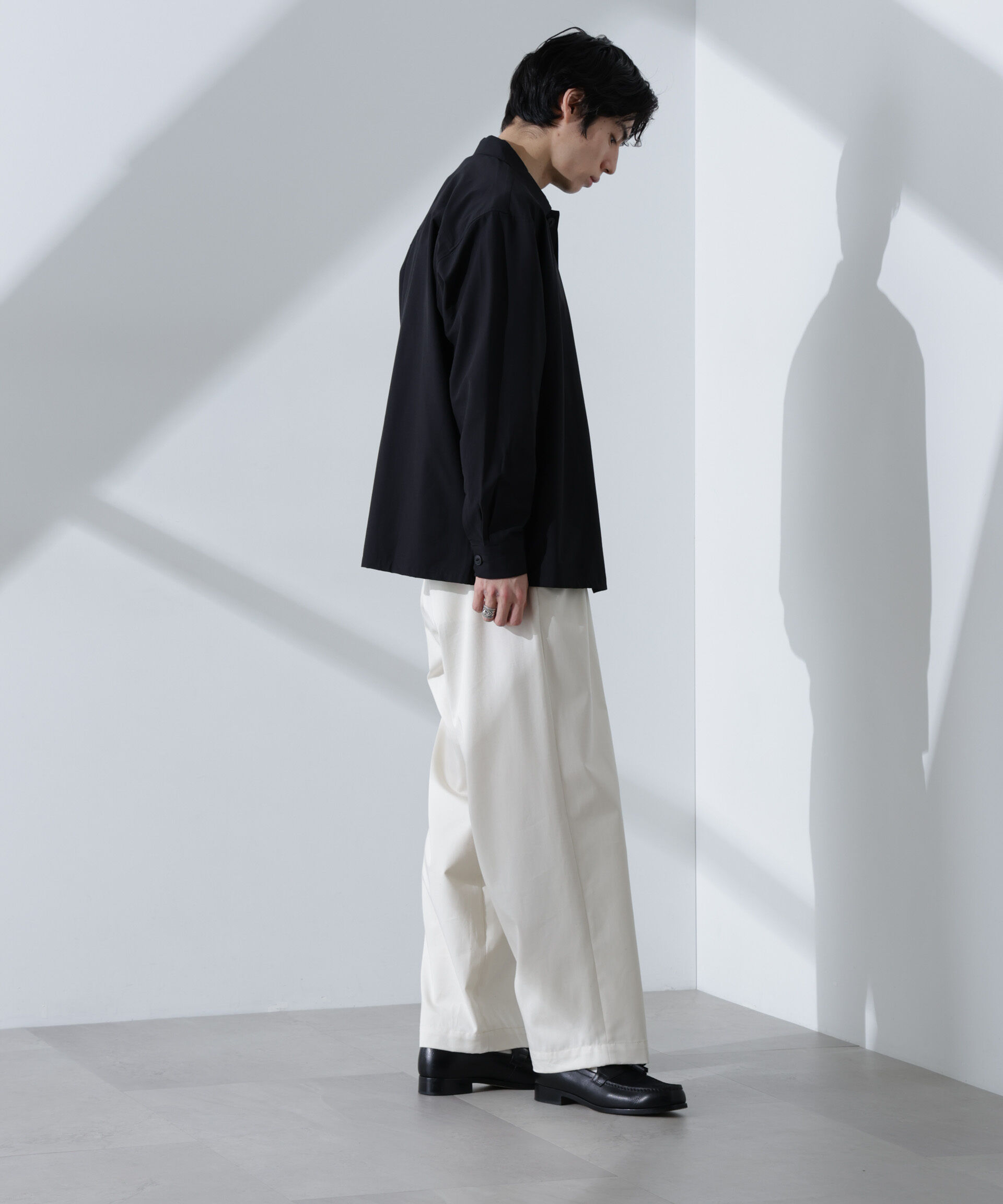 nano･universe「ストレッチワイドシャツブルゾン(セットアップ可)」|ブルゾン・スタジャン|