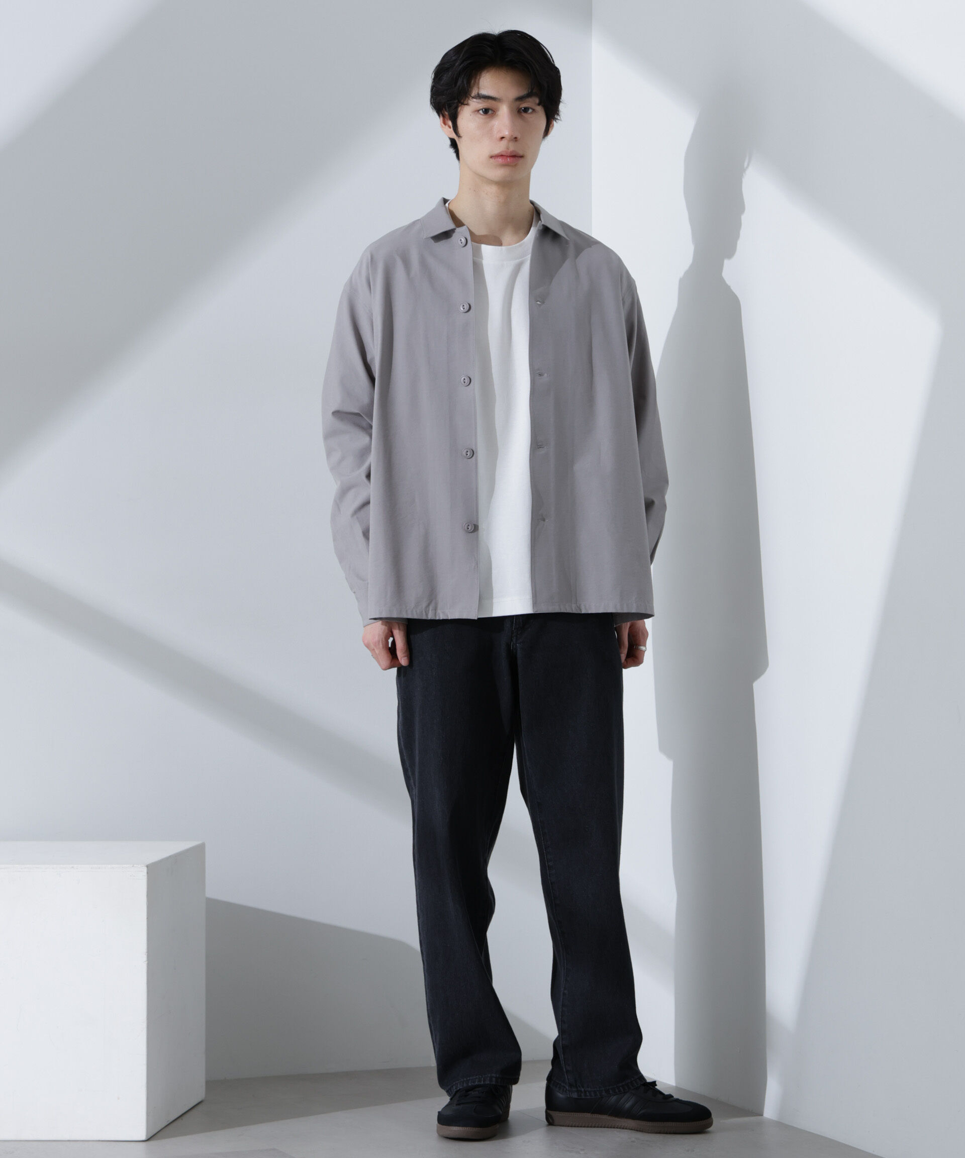 nano･universe「ストレッチワイドシャツブルゾン(セットアップ可)」|ブルゾン・スタジャン|