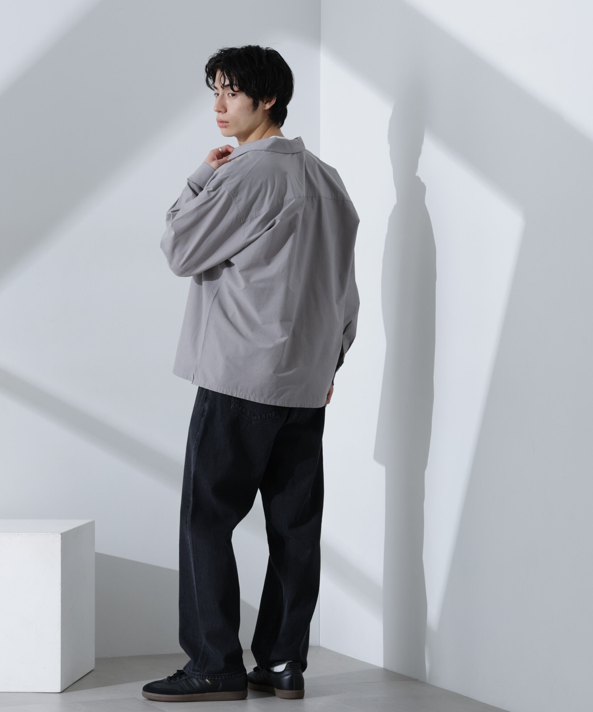 nano･universe「ストレッチワイドシャツブルゾン(セットアップ可)」|ブルゾン・スタジャン|