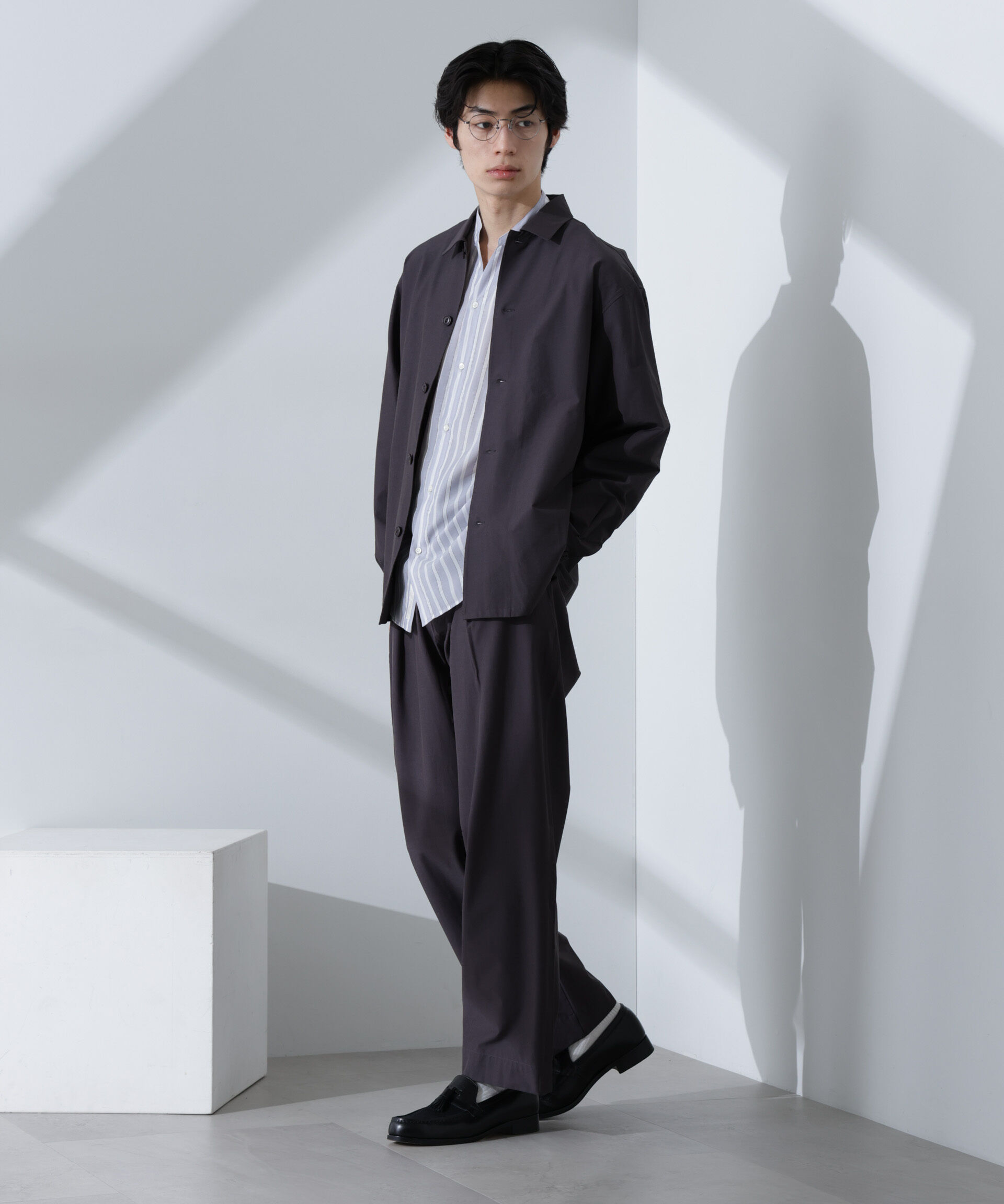 nano･universe「ストレッチワイドシャツブルゾン(セットアップ可)」|ブルゾン・スタジャン|