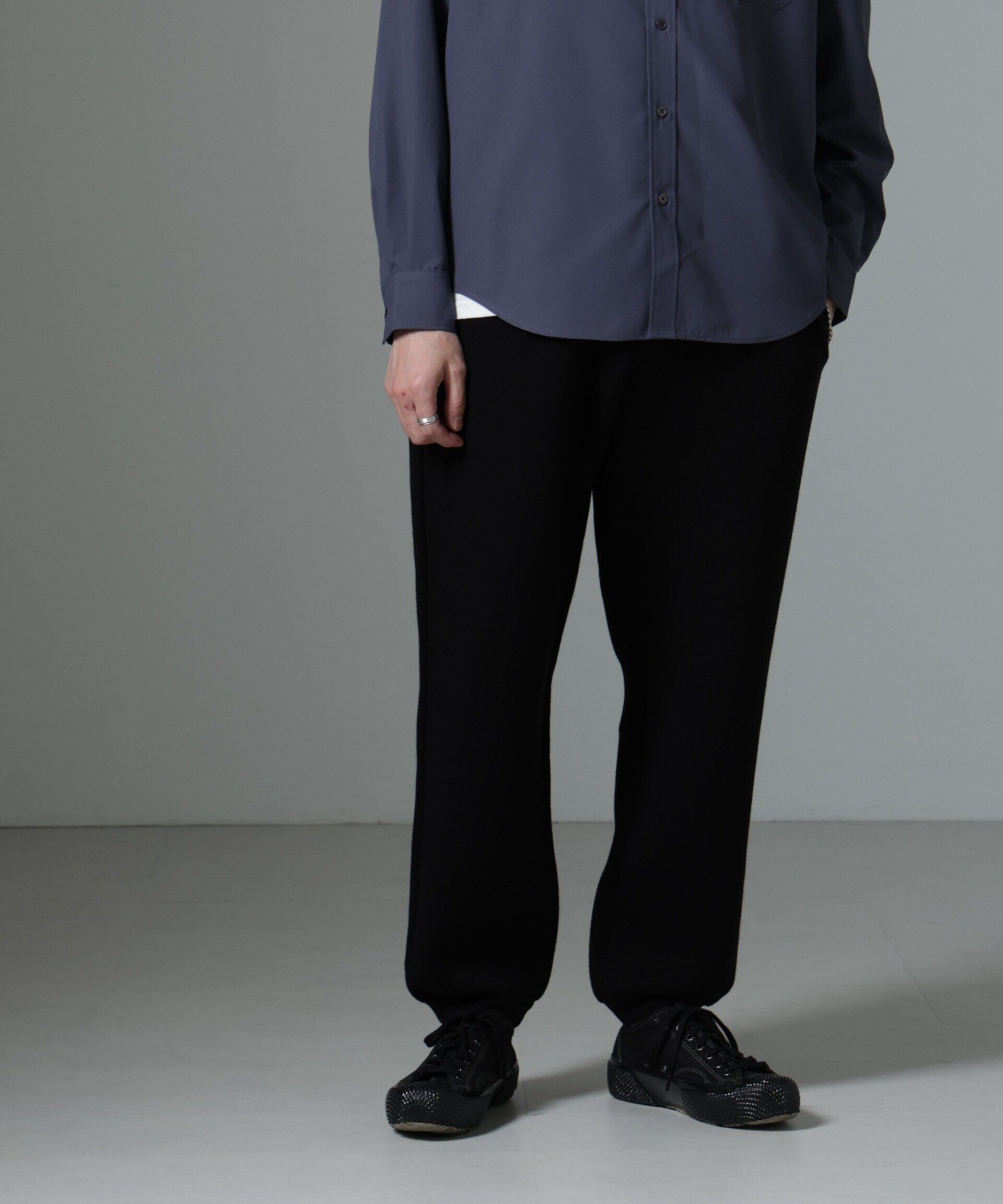 nano･universe「ダブルニットコジートレーナーパンツ」|ニット・セーター|ブラック