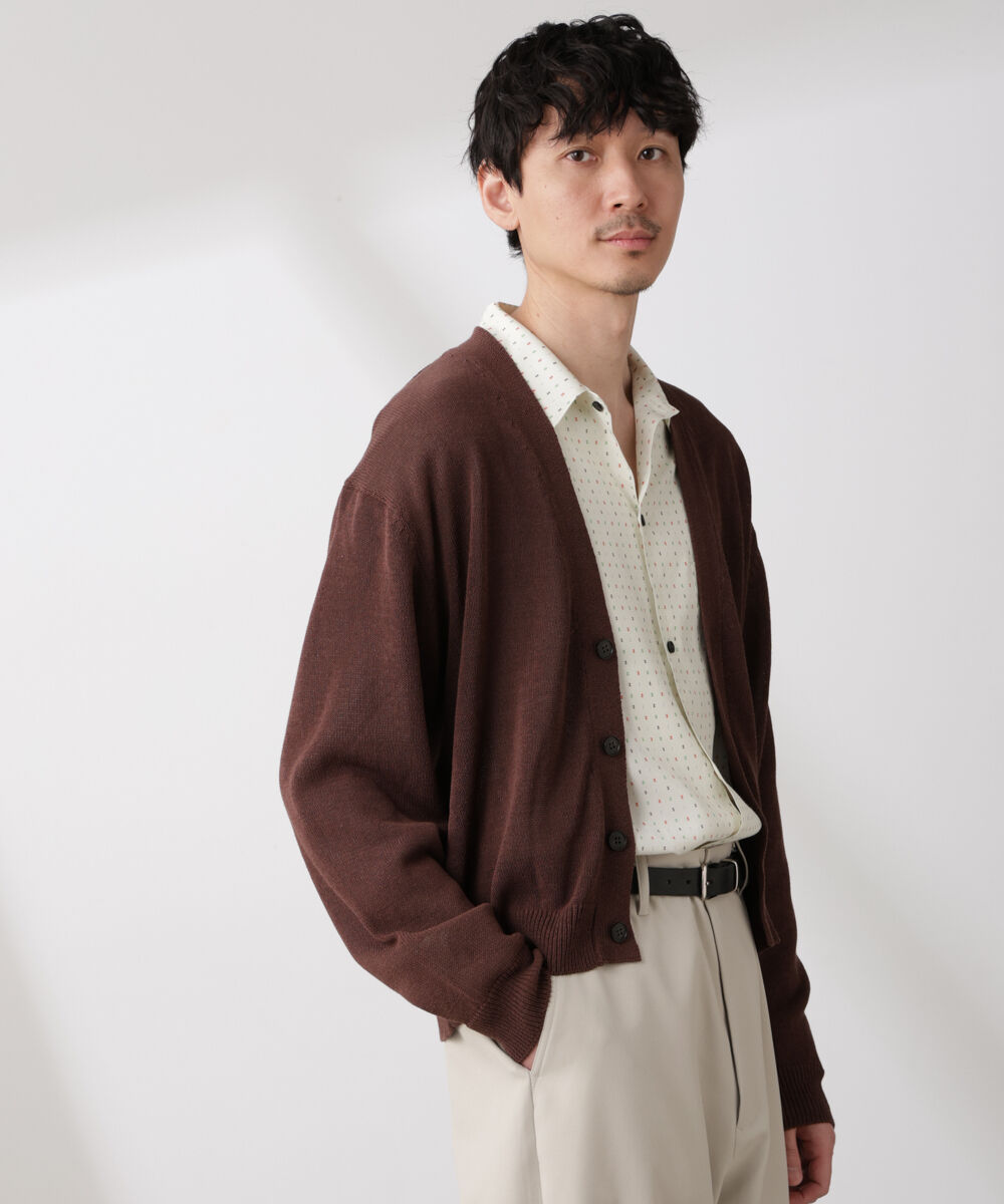 nano･universe「シアーニットカーディガン」|ニット・セーター|ブラウン