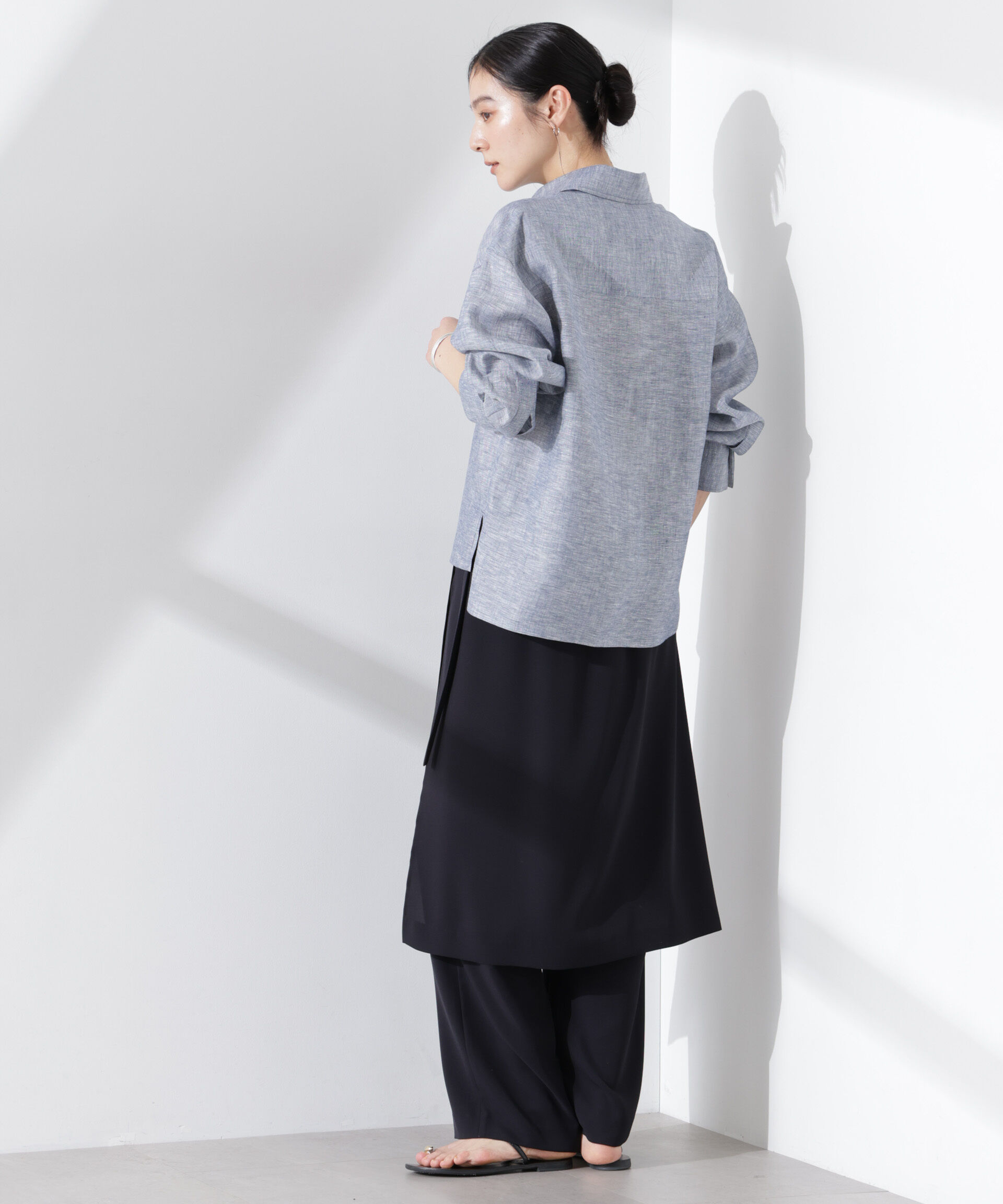 nano･universe「ラップスカート付きツイルパンツ」|チノ|