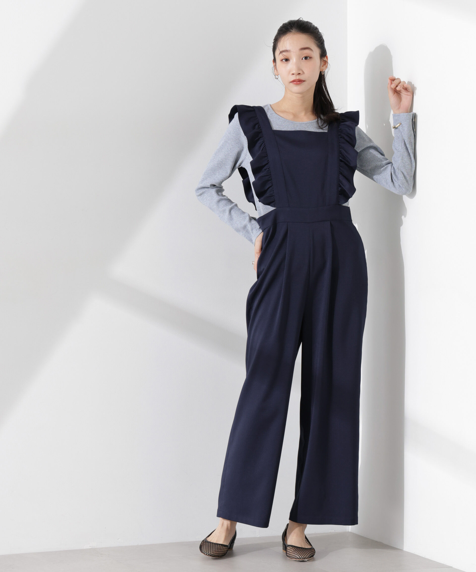 nano･universe「フリルスリーブオールインワン」|ワンピース|