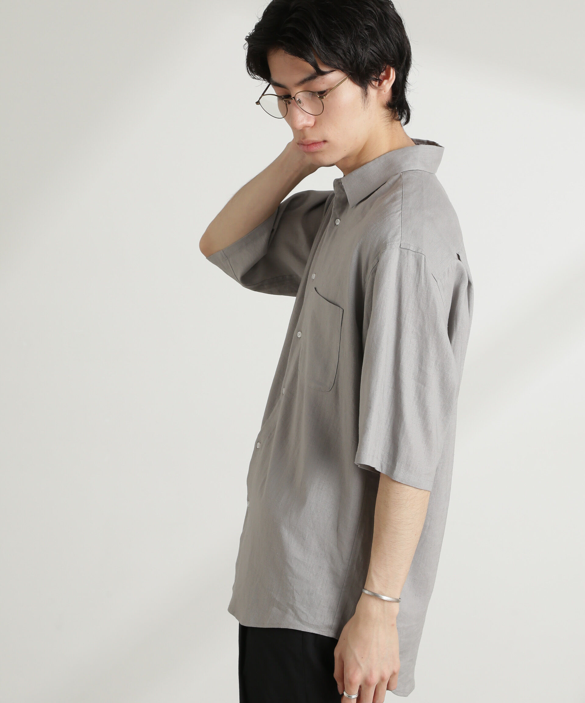 nano･universe「アンチスメルリネン レギュラーカラー 半袖」|シャツ・ブラウス|