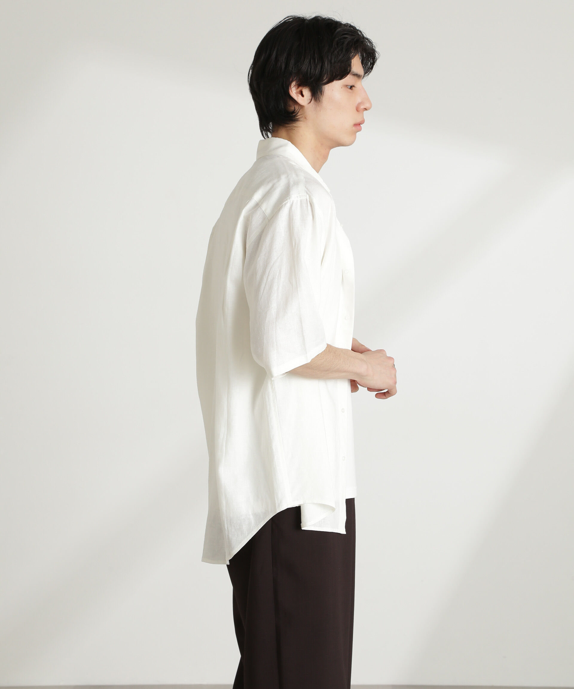 nano･universe「アンチスメルリネン レギュラーカラー 半袖」|シャツ・ブラウス|
