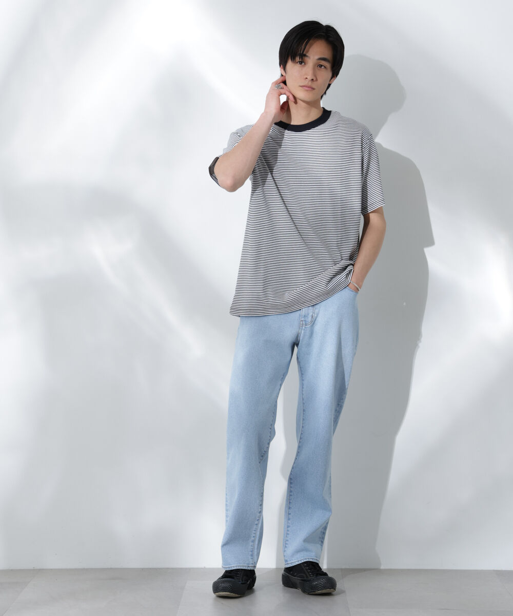 nano･universe「Anti Soaked(R)  汗染み防止 ボーダーミドルシルエットTシャツ」|Tシャツ・カットソー|