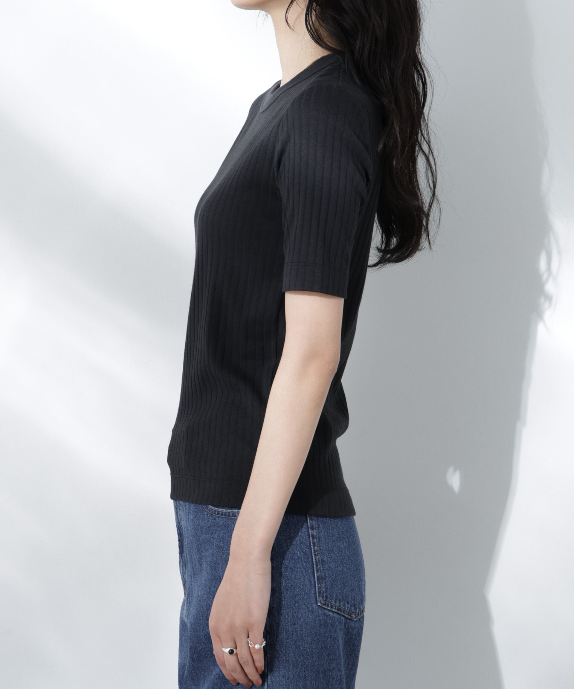 nano･universe「Anti Soaked(R) 汗染み防止クルーネックリブTシャツ」|Tシャツ・カットソー|