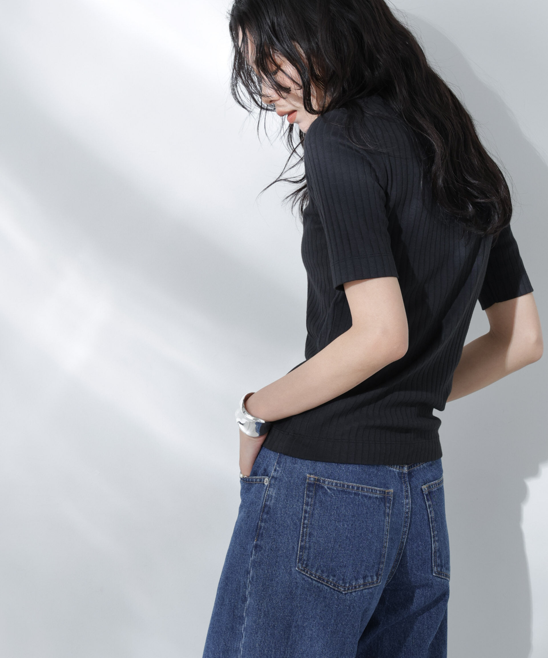 nano･universe「Anti Soaked(R) 汗染み防止クルーネックリブTシャツ」|Tシャツ・カットソー|