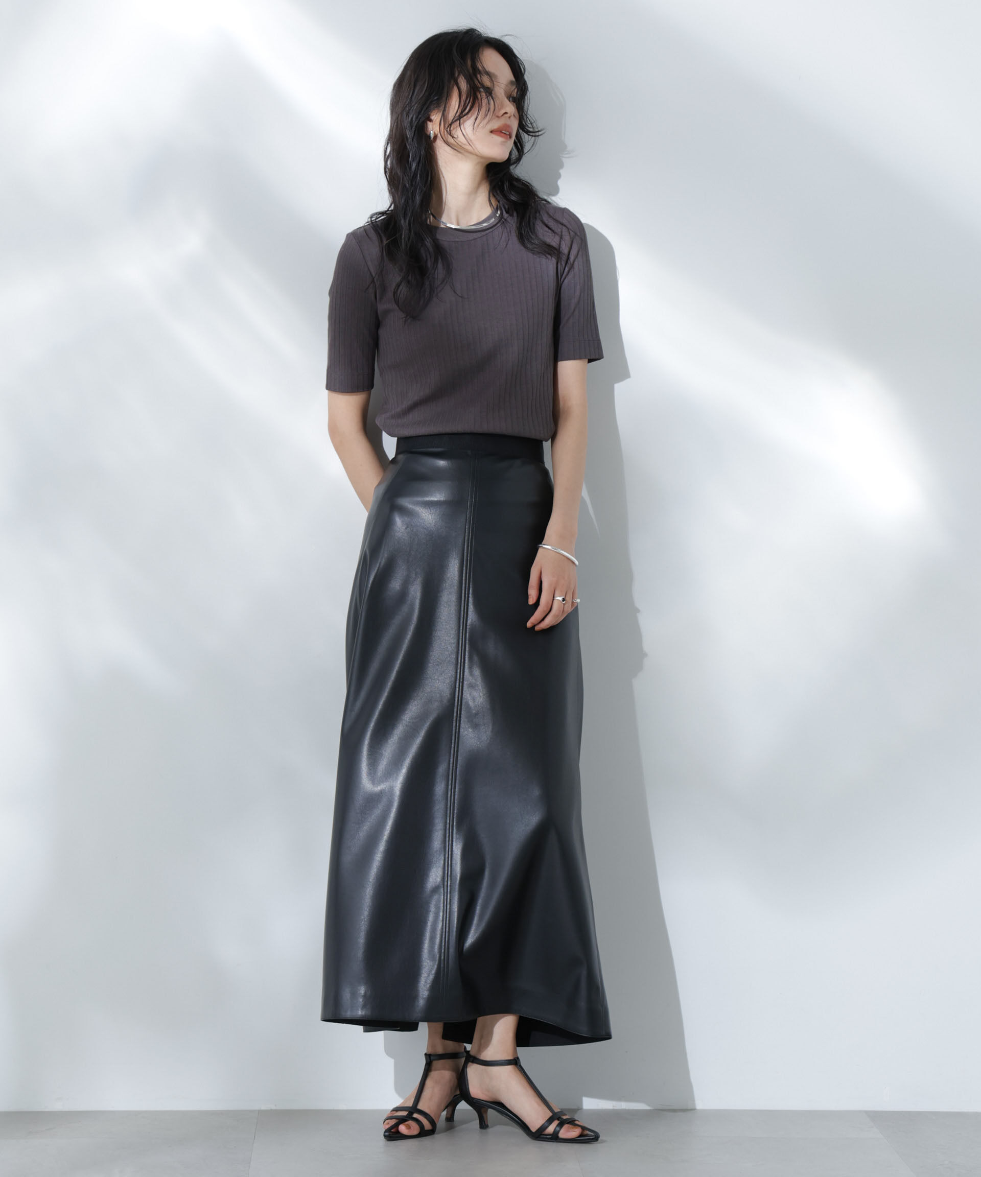 nano･universe「Anti Soaked(R) 汗染み防止クルーネックリブTシャツ」|Tシャツ・カットソー|