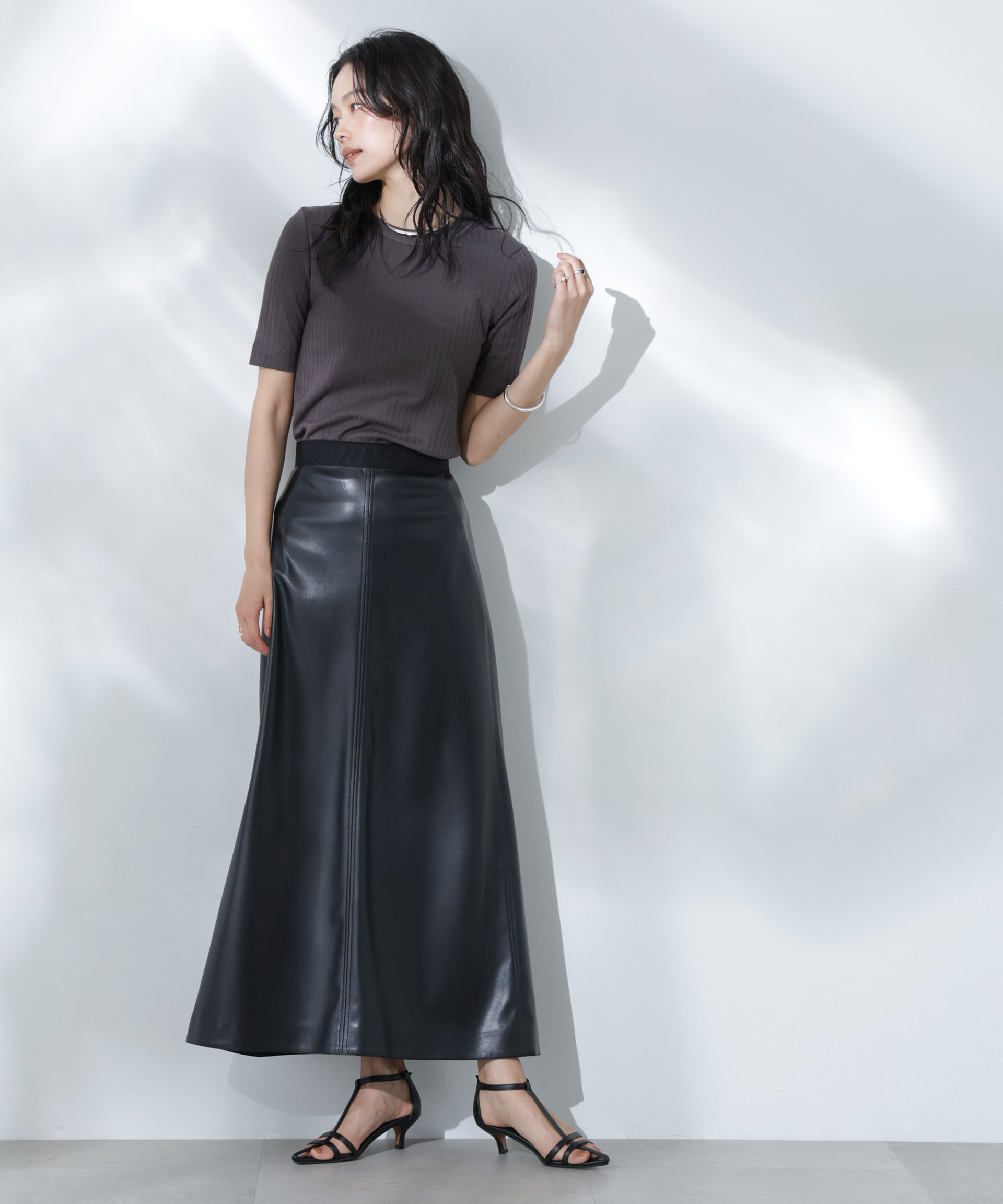 nano･universe「Anti Soaked(R) 汗染み防止クルーネックリブTシャツ」|Tシャツ・カットソー|