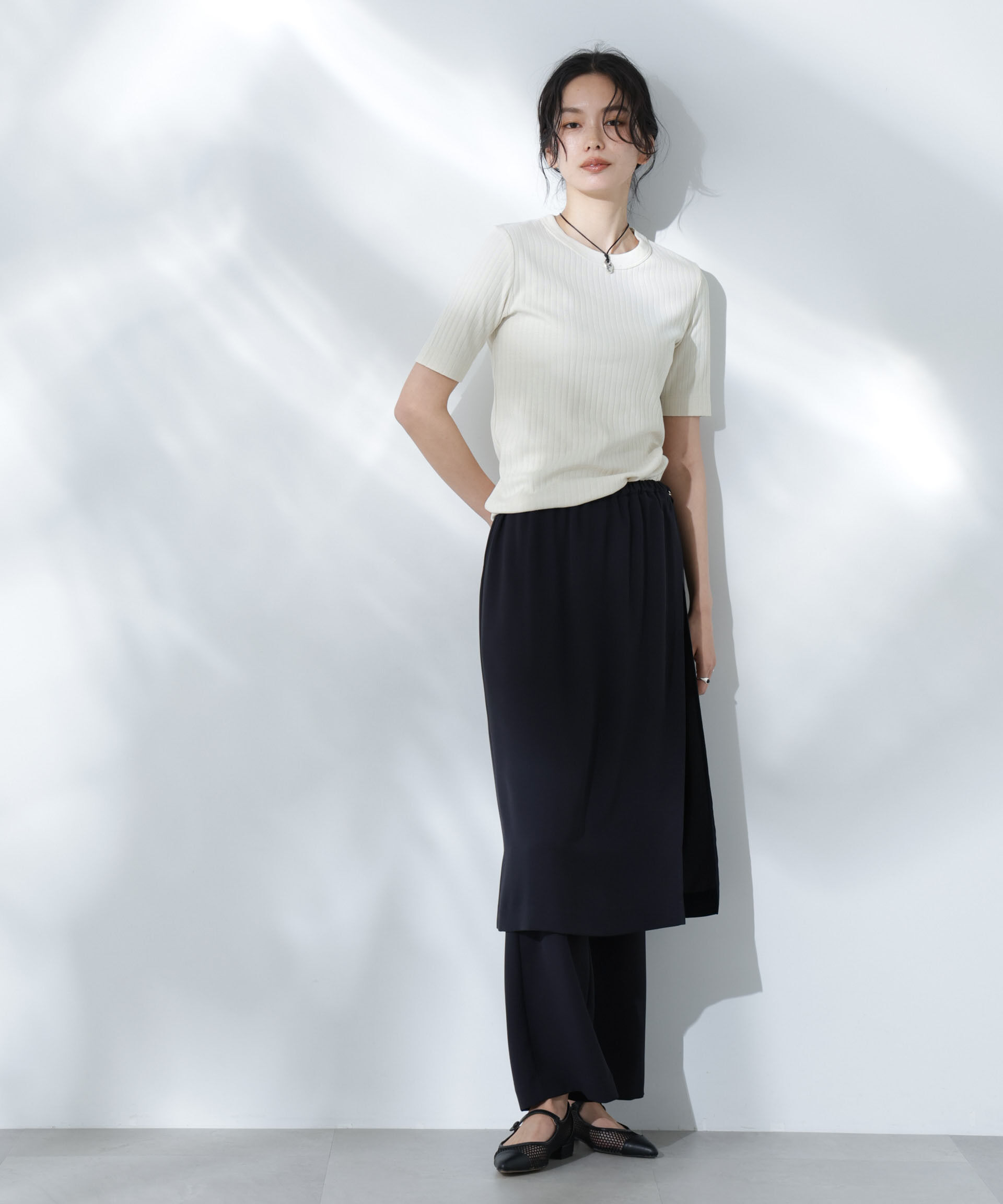 nano･universe「Anti Soaked(R) 汗染み防止クルーネックリブTシャツ」|Tシャツ・カットソー|