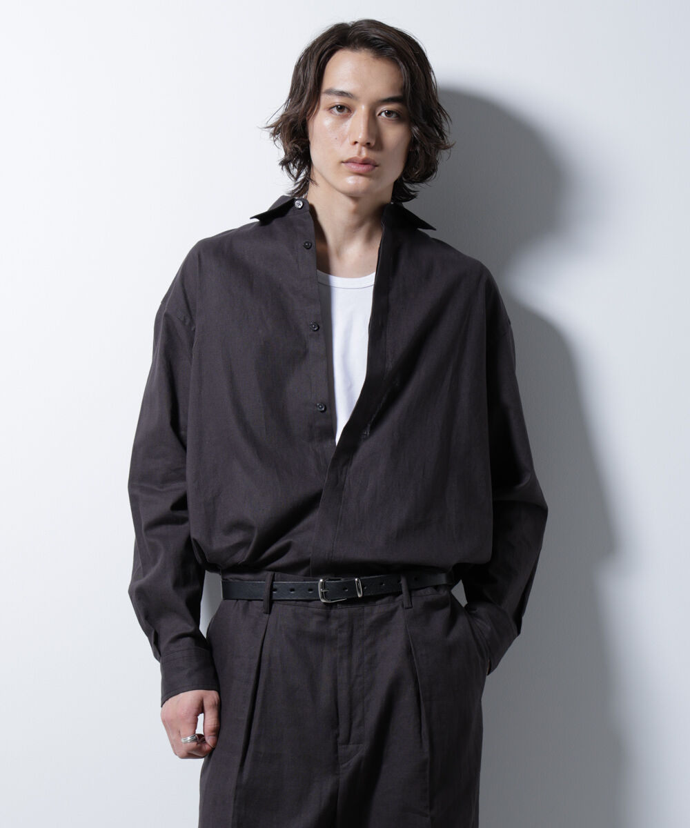 nano･universe「「BELGIUM LINEN FABRICS」リネンコットンレギュラーシャツ」|シャツ・ブラウス|ブラック
