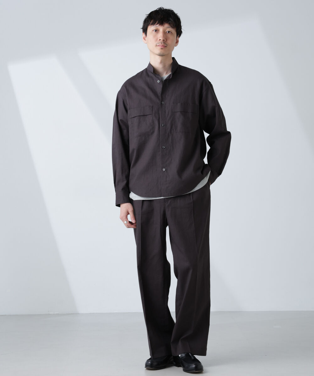 nano･universe「「BELGIUM LINEN FABRICS」リネンコットンスタンドカラーシャツ」|シャツ・ブラウス|