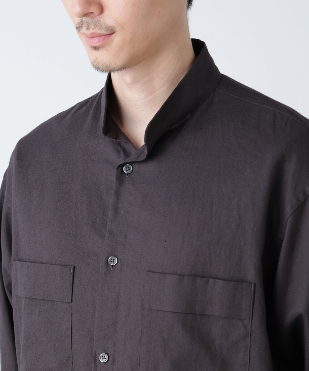nano･universe「「BELGIUM LINEN FABRICS」リネンコットンスタンドカラーシャツ」|シャツ・ブラウス|