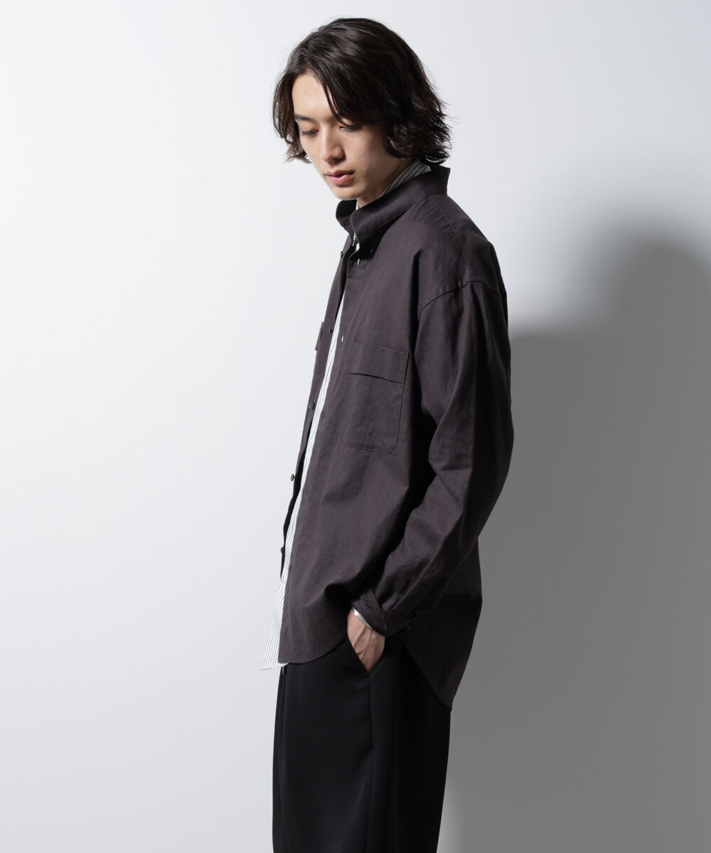 nano･universe「「BELGIUM LINEN FABRICS」リネンコットンスタンドカラーシャツ」|シャツ・ブラウス|