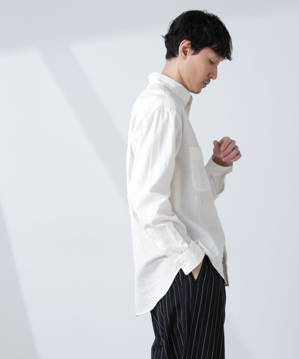 nano･universe「「BELGIUM LINEN FABRICS」リネンコットンスタンドカラーシャツ」|シャツ・ブラウス|