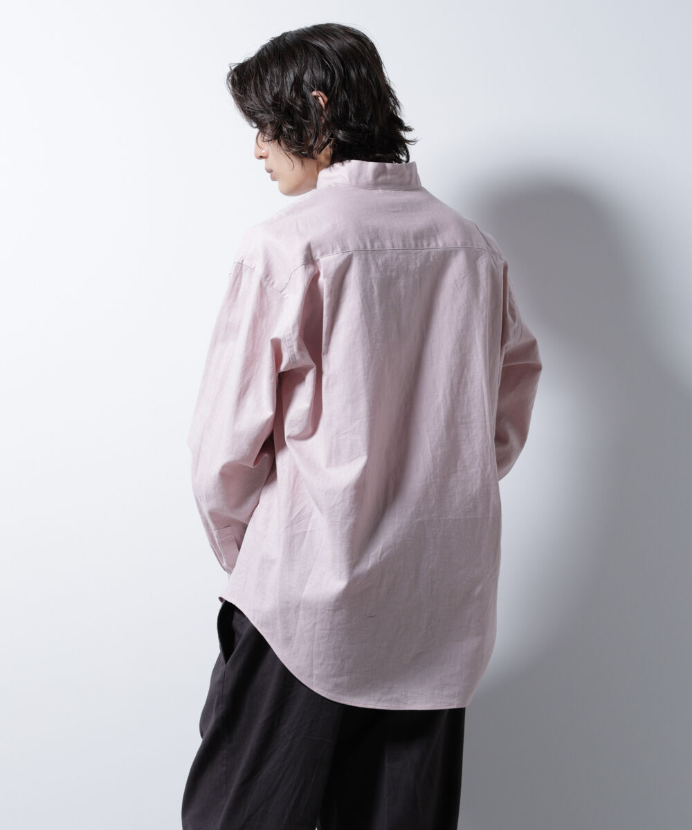 nano･universe「「BELGIUM LINEN FABRICS」リネンコットンスタンドカラーシャツ」|シャツ・ブラウス|