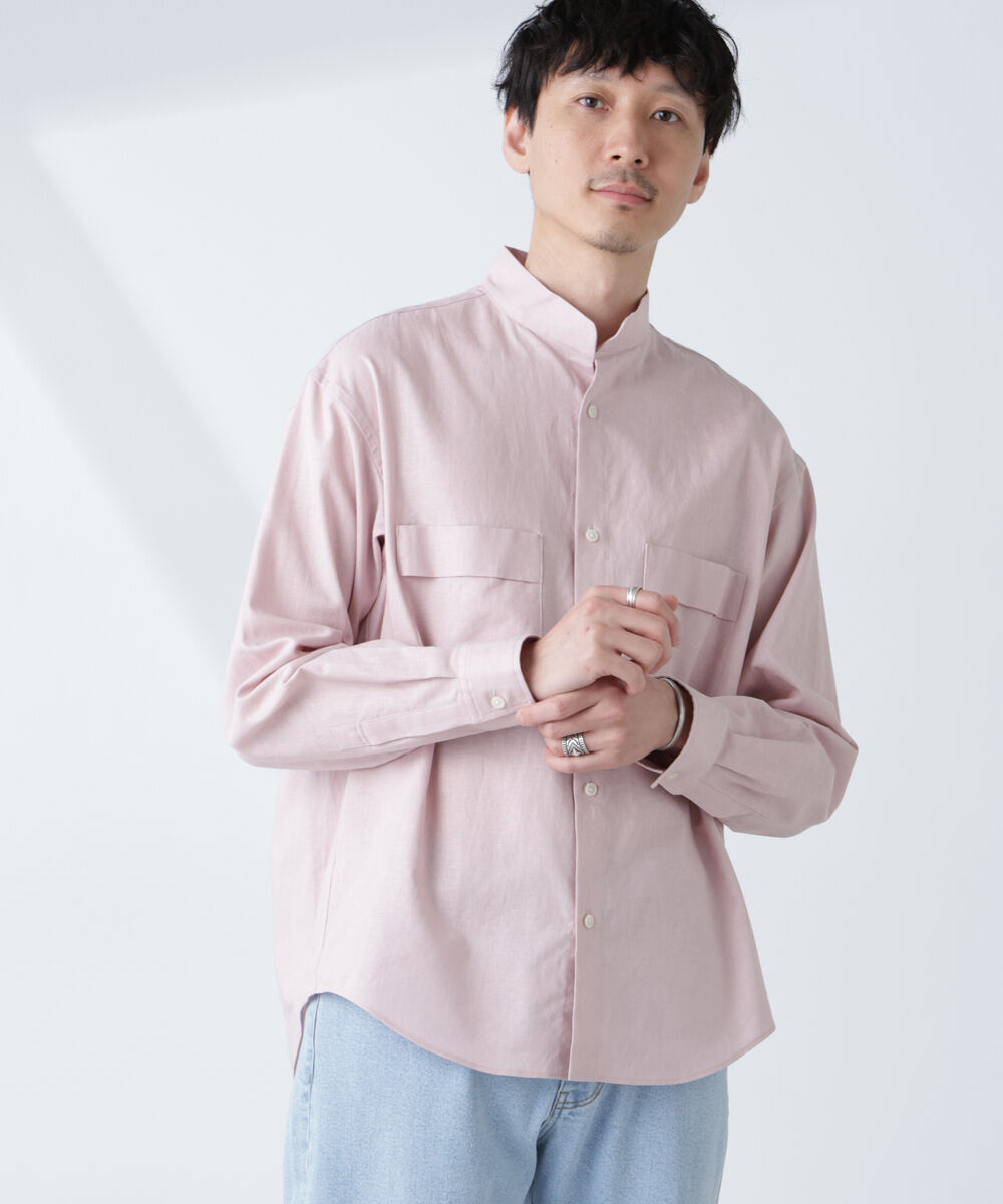 nano･universe「「BELGIUM LINEN FABRICS」リネンコットンスタンドカラーシャツ」|シャツ・ブラウス|
