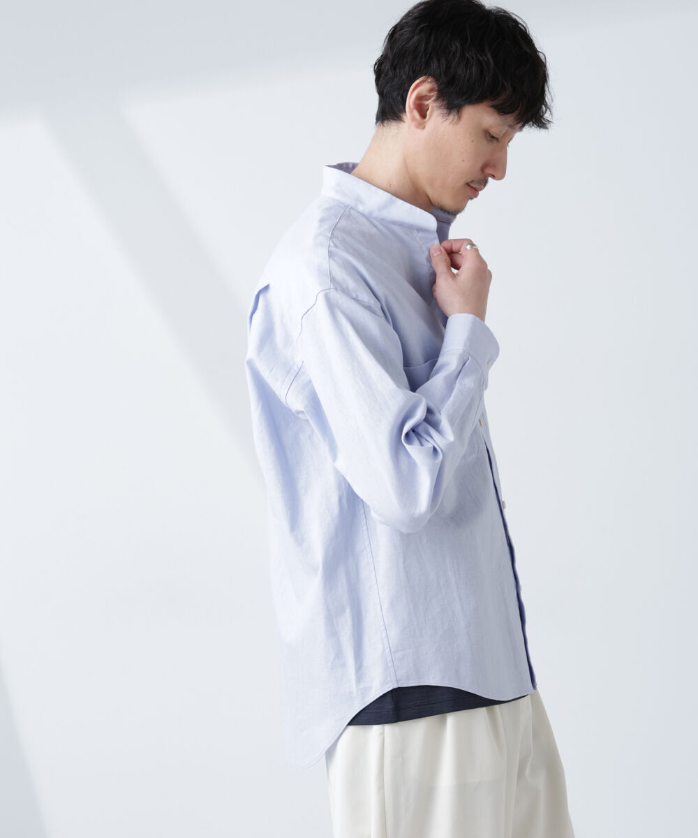 nano･universe「「BELGIUM LINEN FABRICS」リネンコットンスタンドカラーシャツ」|シャツ・ブラウス|