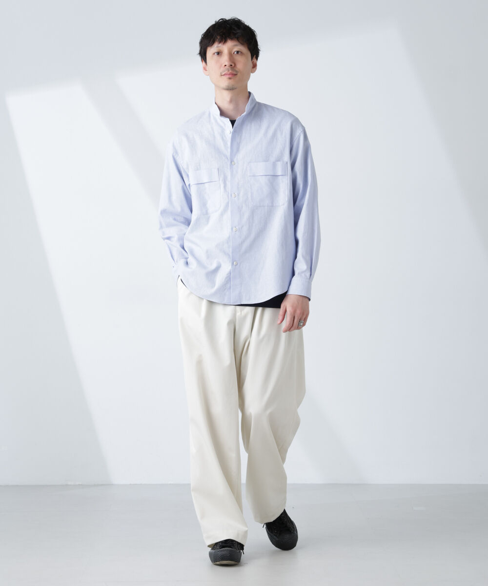 nano･universe「「BELGIUM LINEN FABRICS」リネンコットンスタンドカラーシャツ」|シャツ・ブラウス|