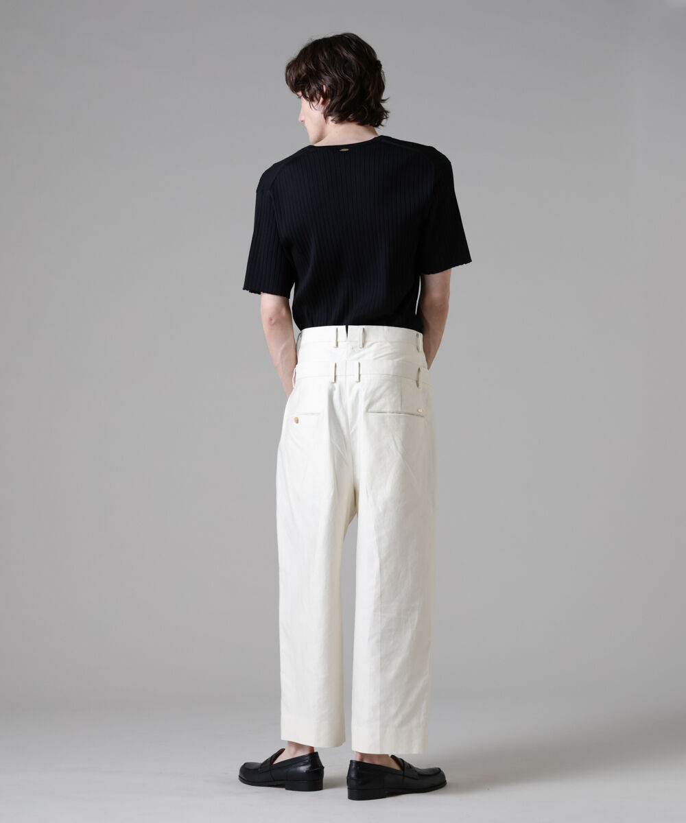 nano･universe「「ASSEMBLANC」ウォッシャブルシルクワイドリブVネックニットTシャツ」|Tシャツ・カットソー|