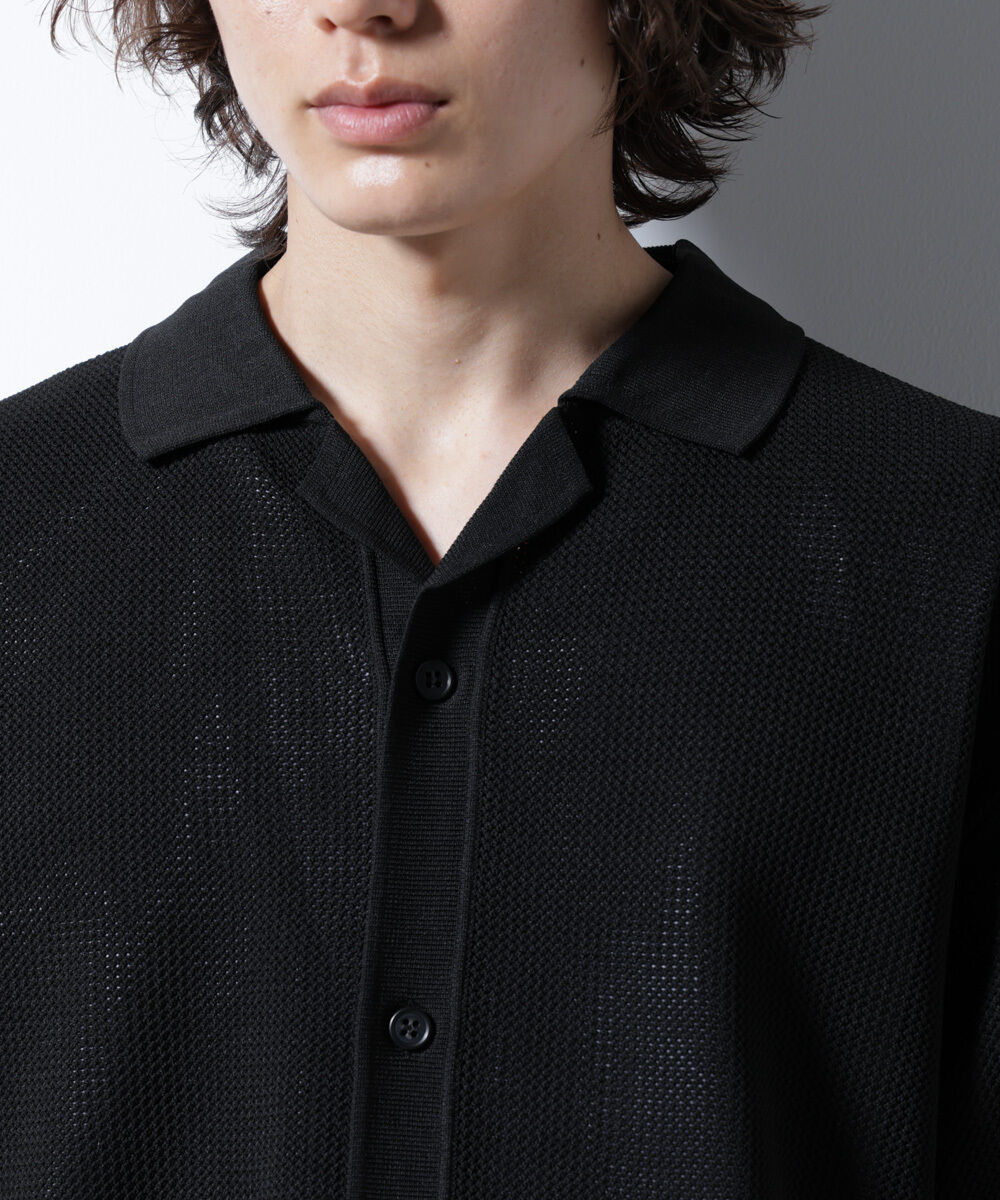 nano･universe「スポンディッシュ メッシュオープンカラーニットシャツ」|ニット・セーター|