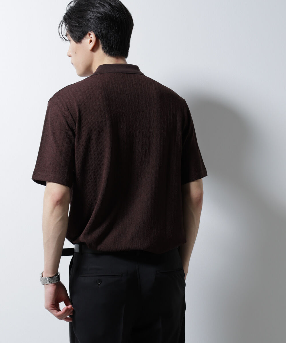 nano･universe「｢Damerino｣ヘリンボンポロシャツ/防シワ・吸水速乾・UVカット」|Tシャツ・カットソー|