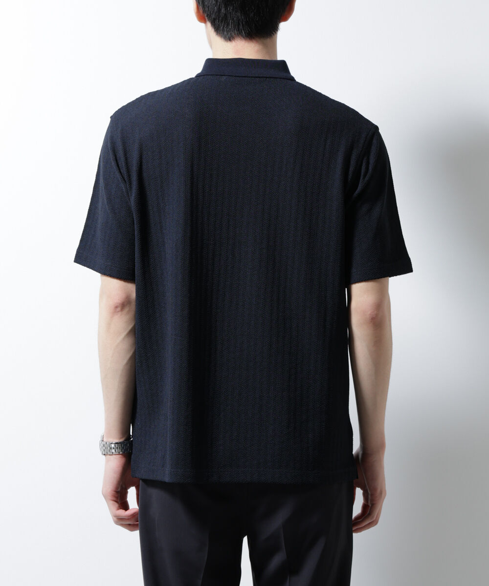 nano･universe「｢Damerino｣ヘリンボンポロシャツ/防シワ・吸水速乾・UVカット」|Tシャツ・カットソー|