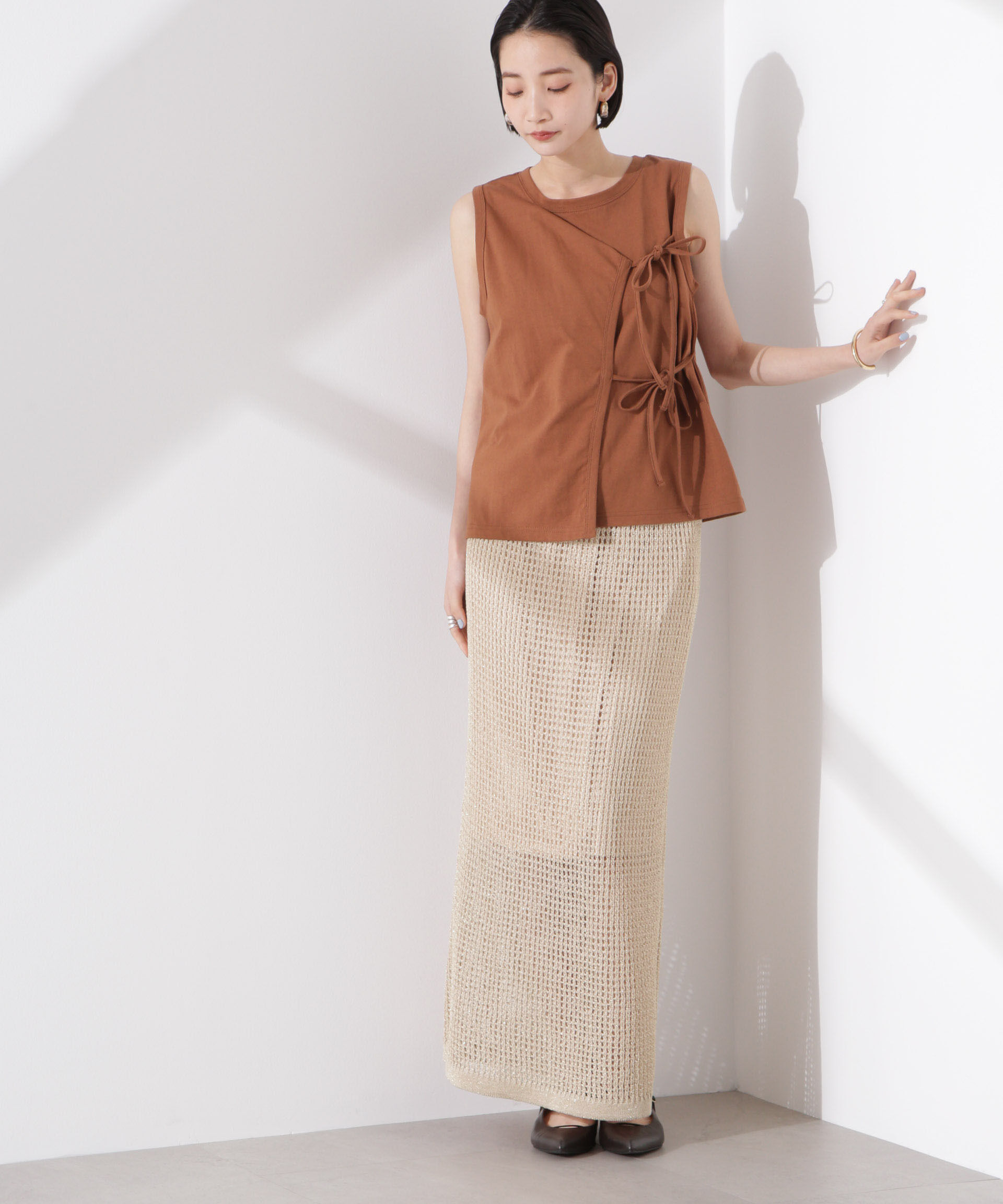 nano･universe「ラメメッシュニットタイトスカート (セットアップ可)」|スカート|