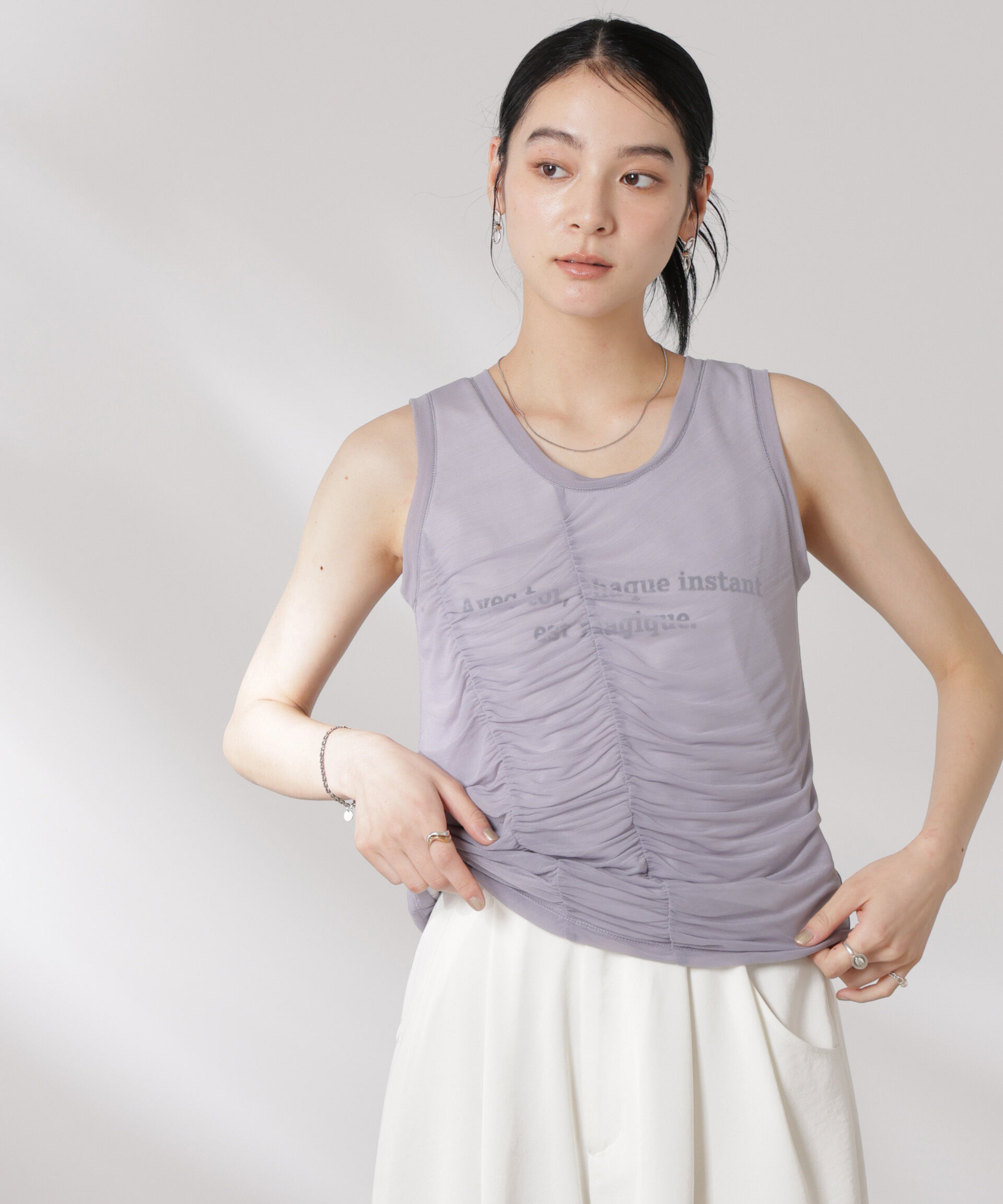 nano･universe「シアーレイヤードロゴタンクトップ」|Tシャツ・カットソー|ブルーグレー5