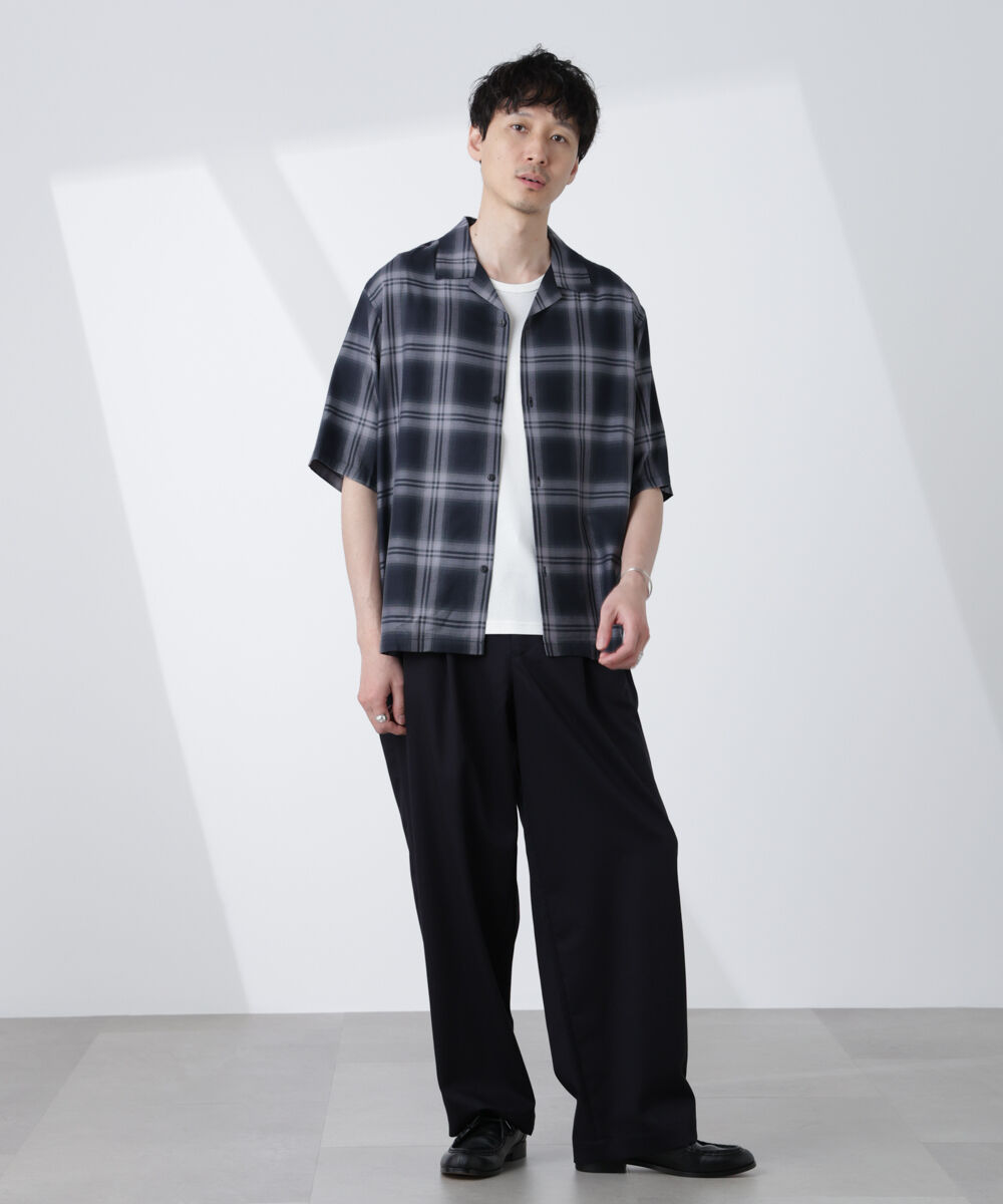 nano･universe「オリジナルパターンオンブレーシャツ 半袖」|シャツ・ブラウス|