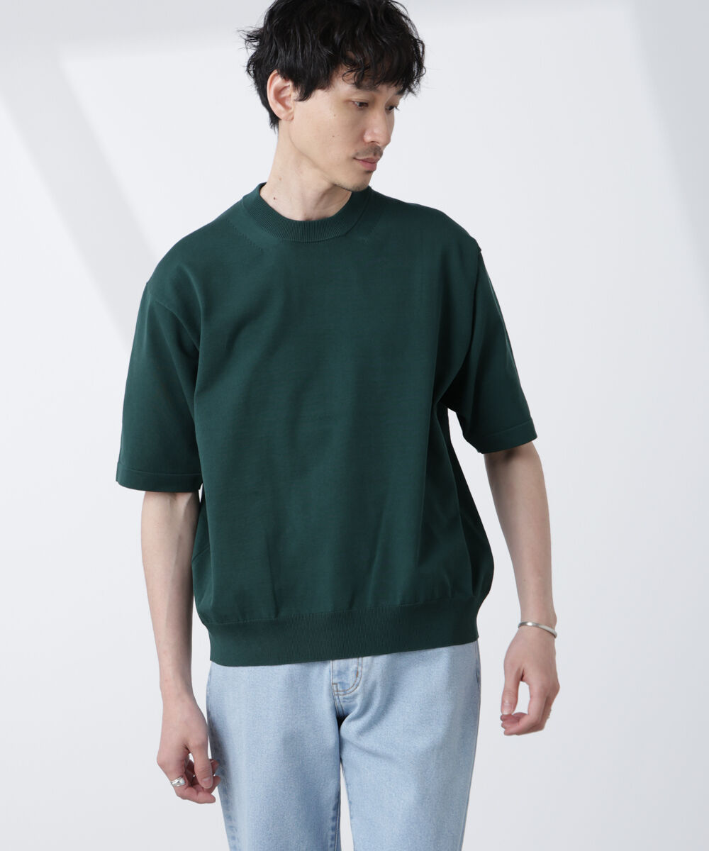  「コットン/ソロナ プレーティングクルーネック 半袖TEE」|Tシャツ・カットソー|D.グリーン1