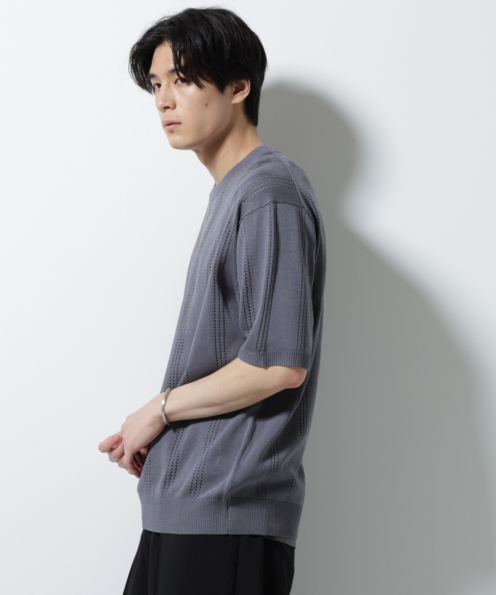 nano･universe「アイレットニット 半袖」|ニット・セーター|
