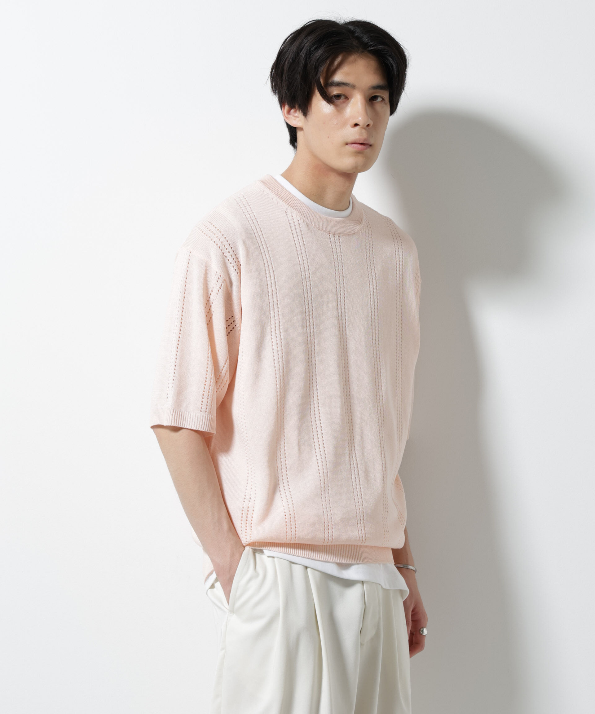 nano･universe「アイレットニット 半袖」|ニット・セーター|