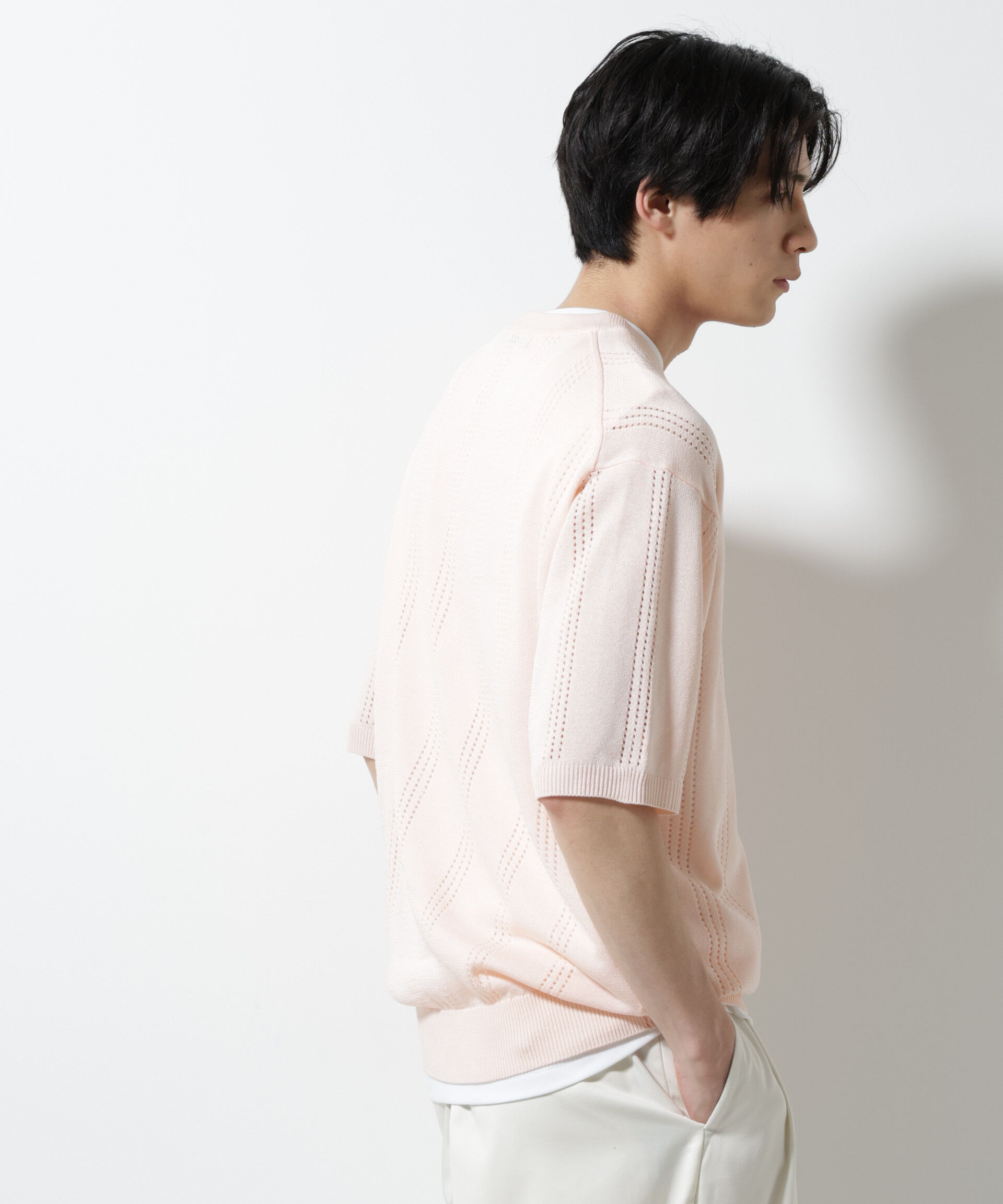 nano･universe「アイレットニット 半袖」|ニット・セーター|