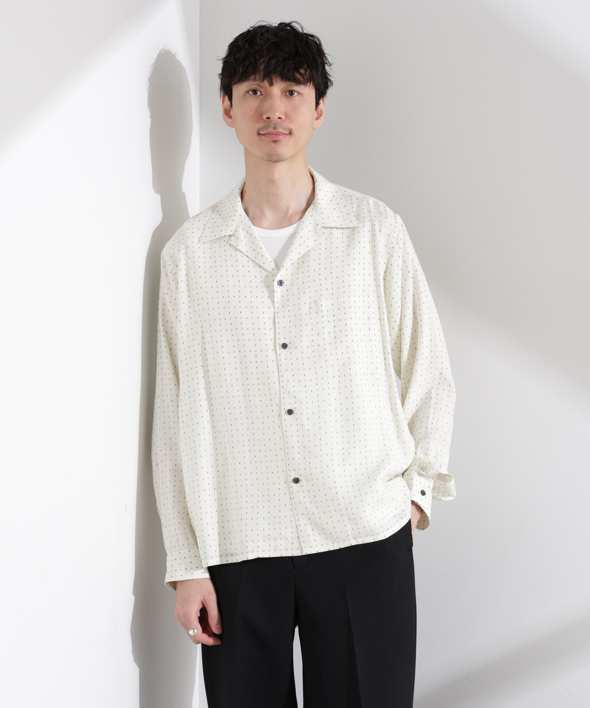  「小紋オープンカラーシャツ　長袖」|シャツ・ブラウス|