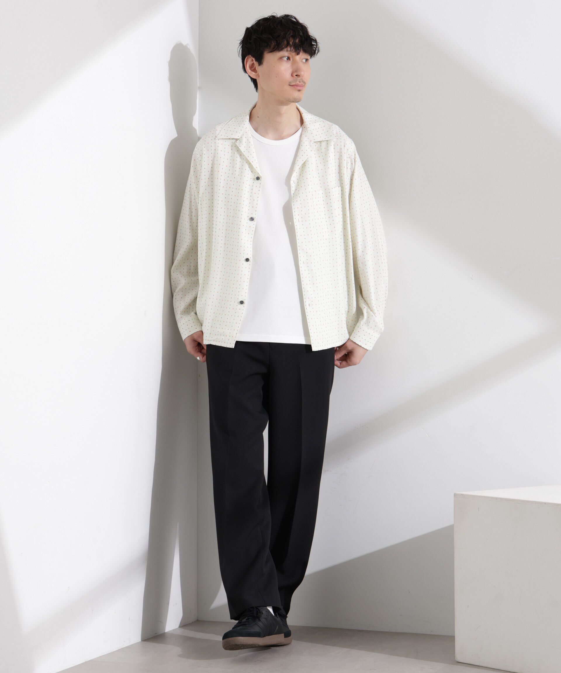  「小紋オープンカラーシャツ　長袖」|シャツ・ブラウス|